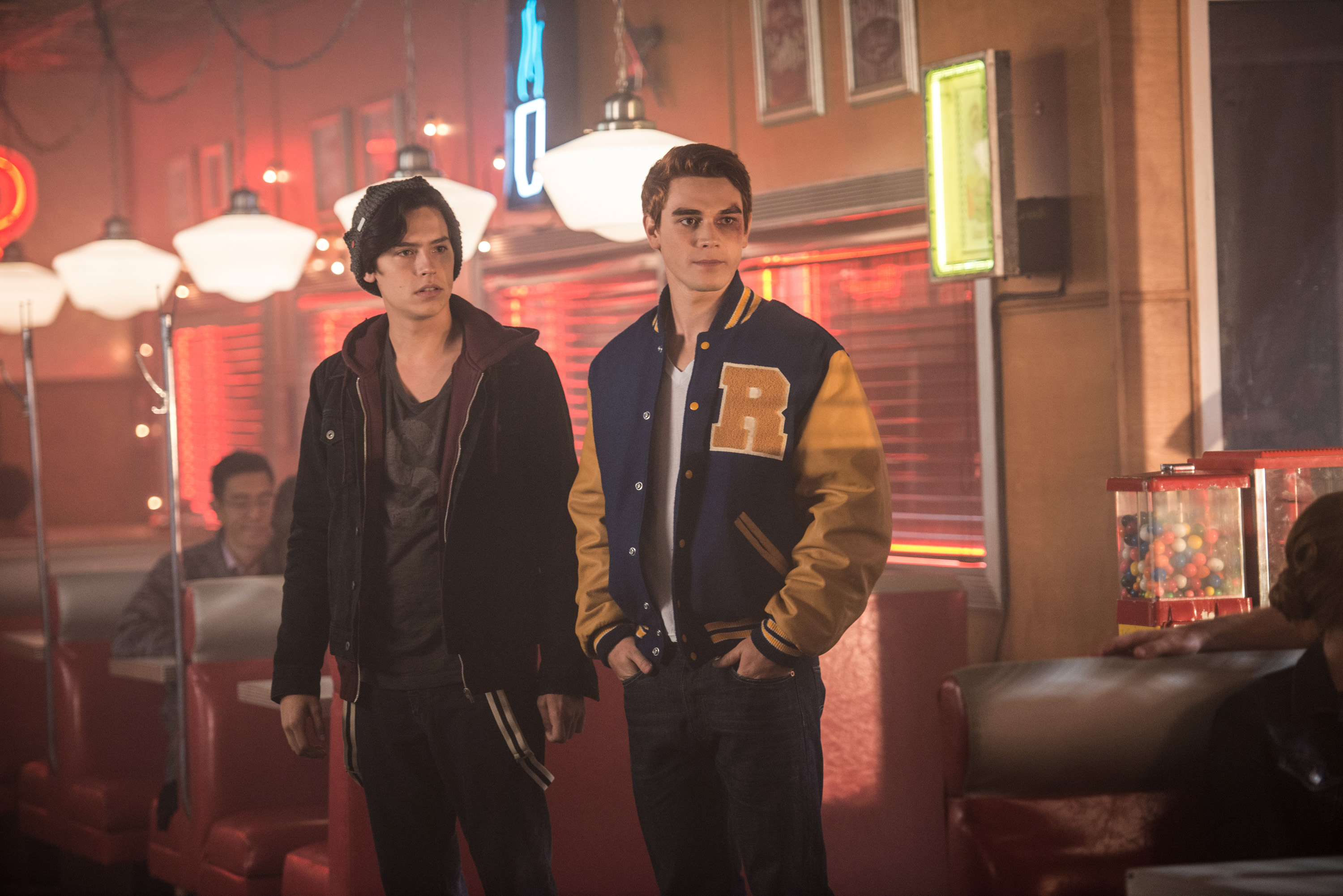 Cole Sprouse (left) and KJ Apa in the CW series "Riverdale."