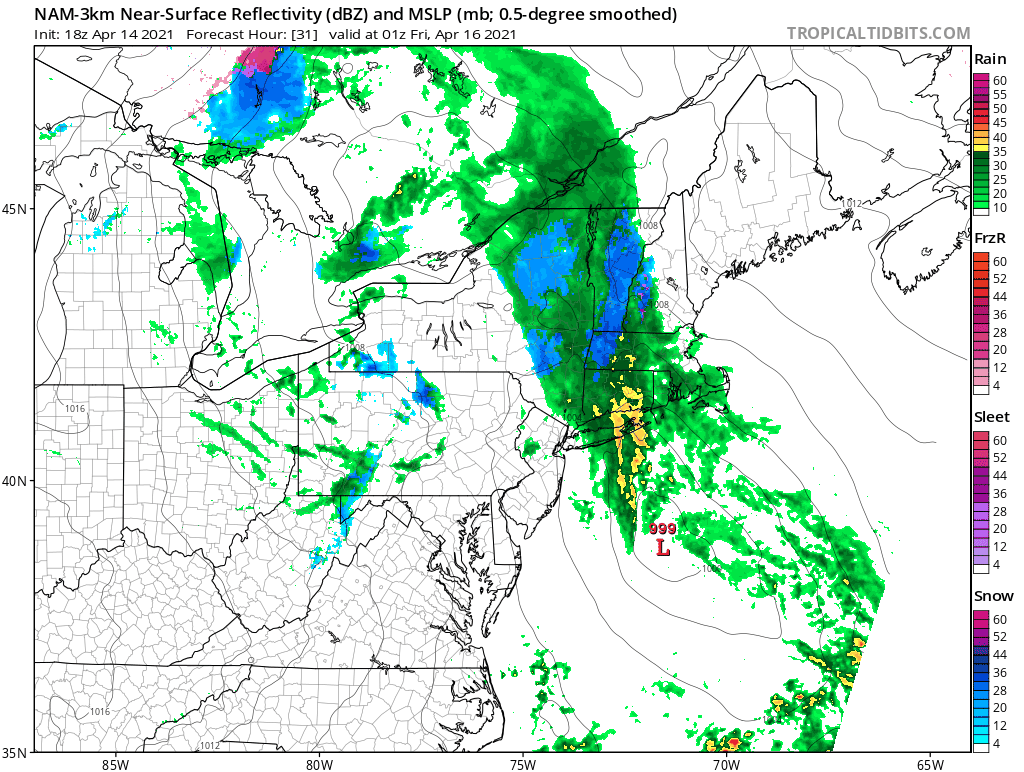 A nor’easter spinning south of New England will eventually move over the region, weaken and then pull away.