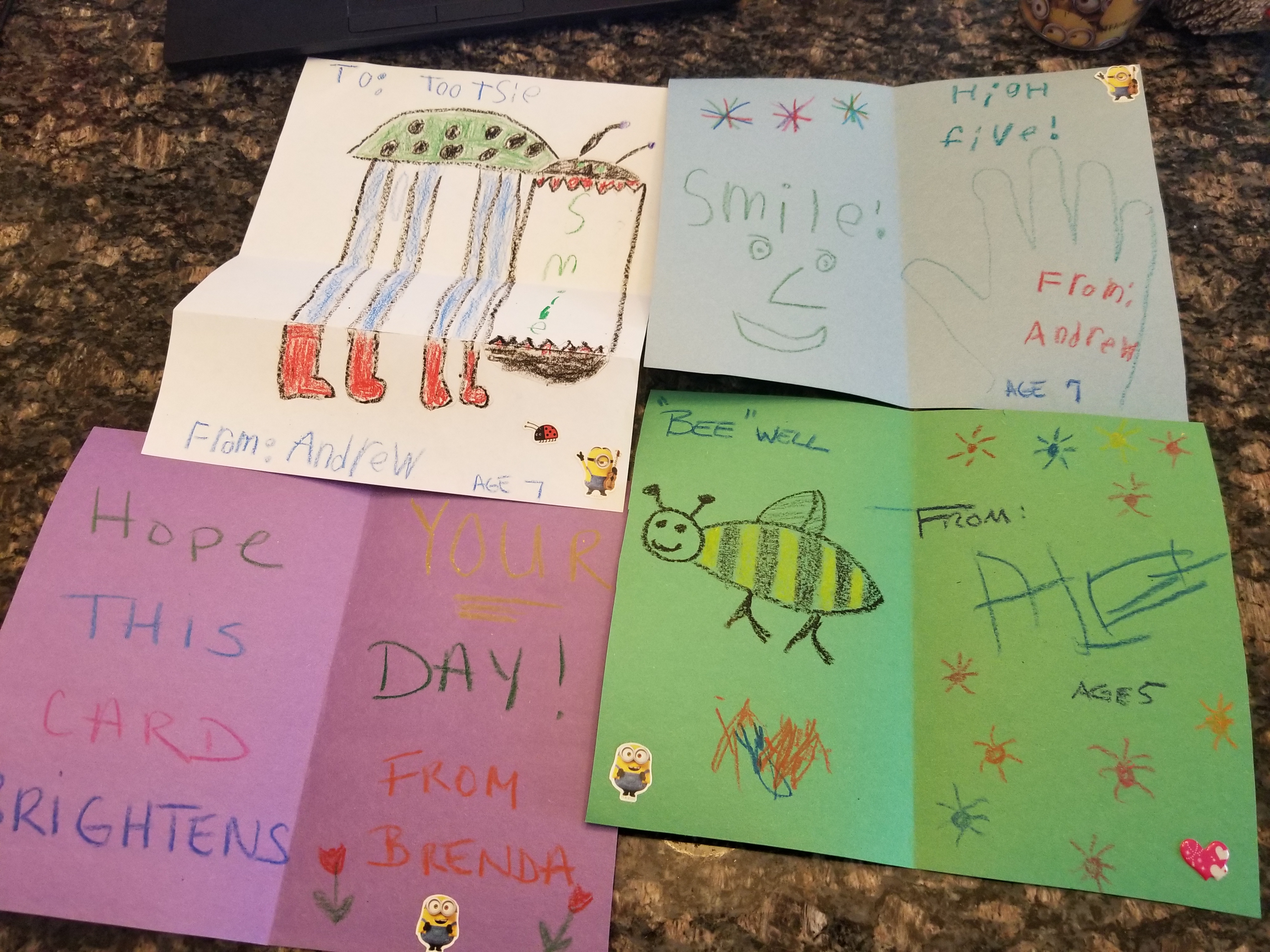 The children of employees at Hollister Staffing made cards to send to residents of a nursing home.