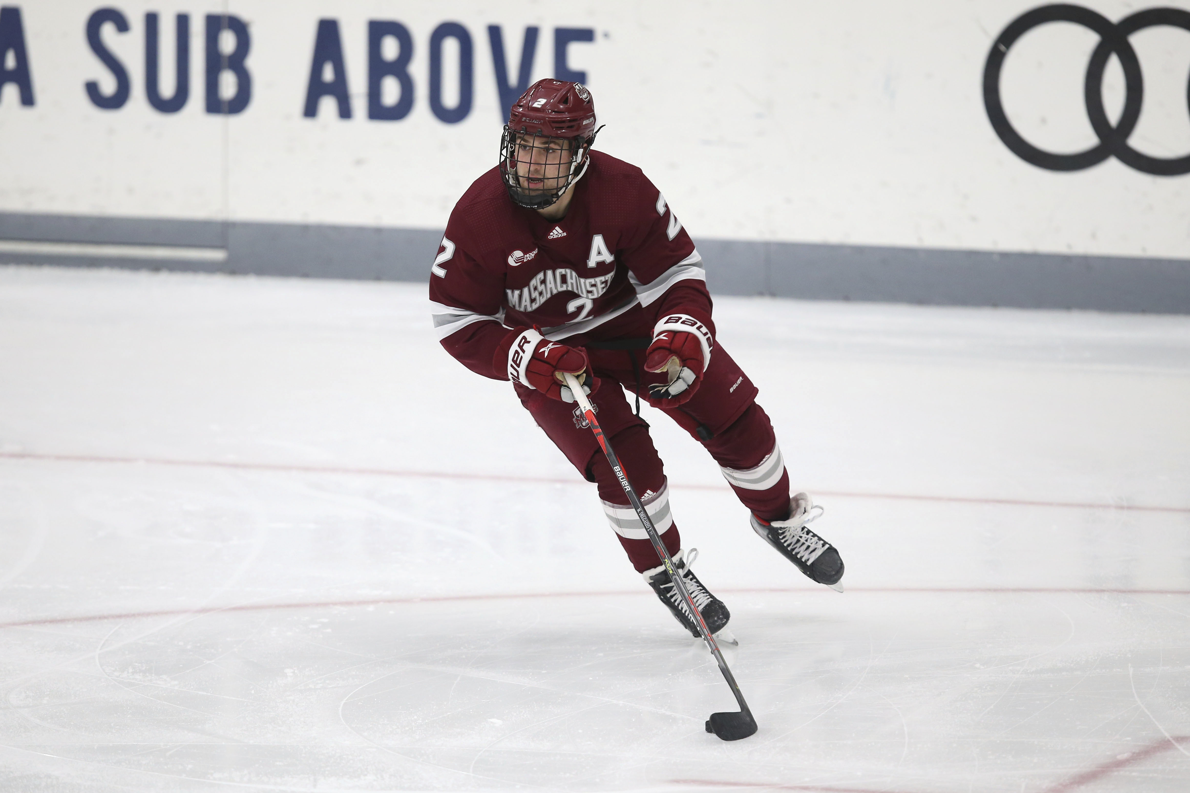 Marc Del Gaizo looks for some open ice during a January game against Providence.