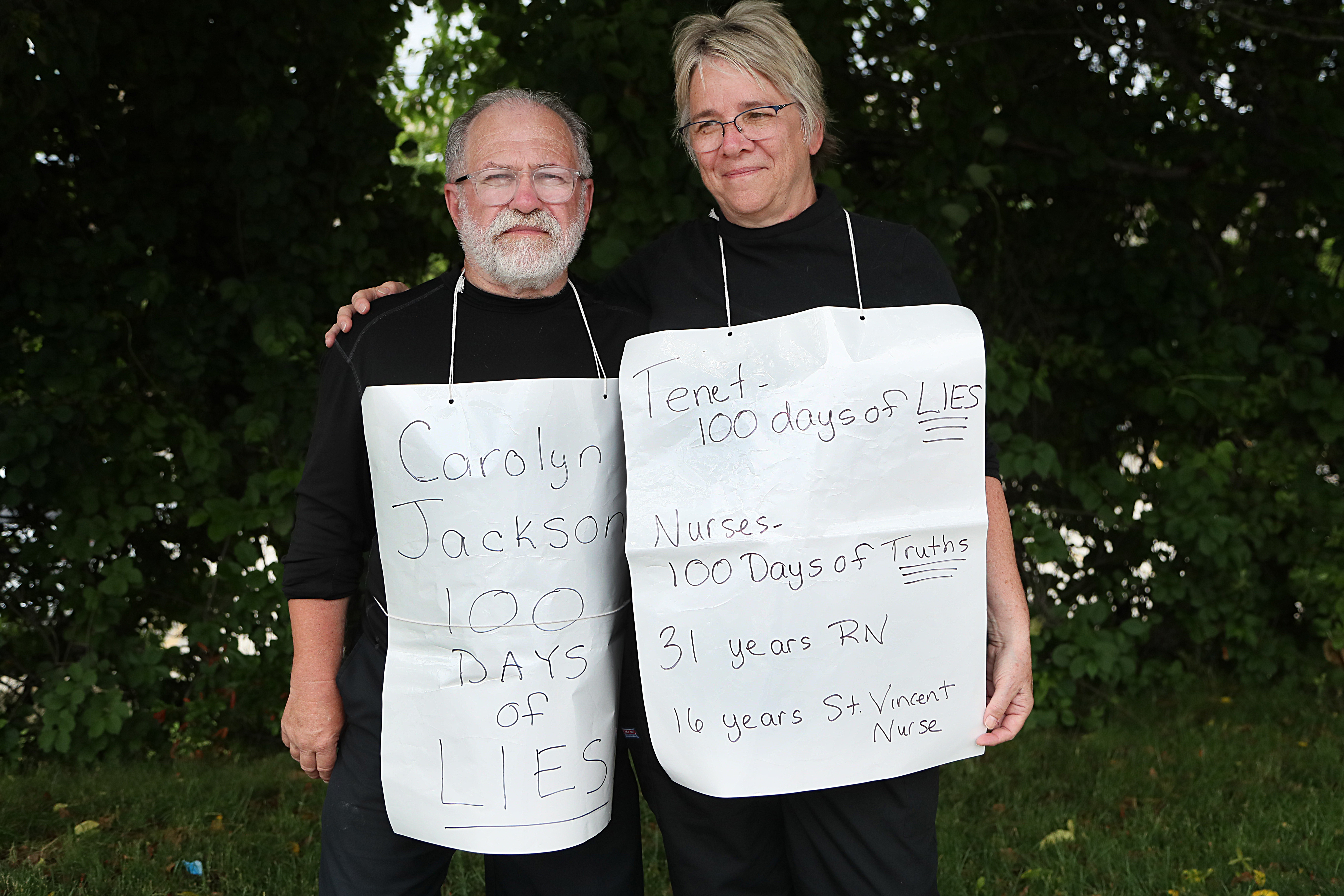 Mike Beer has been walking the picket line with his wife, nurse Debbi Beer.