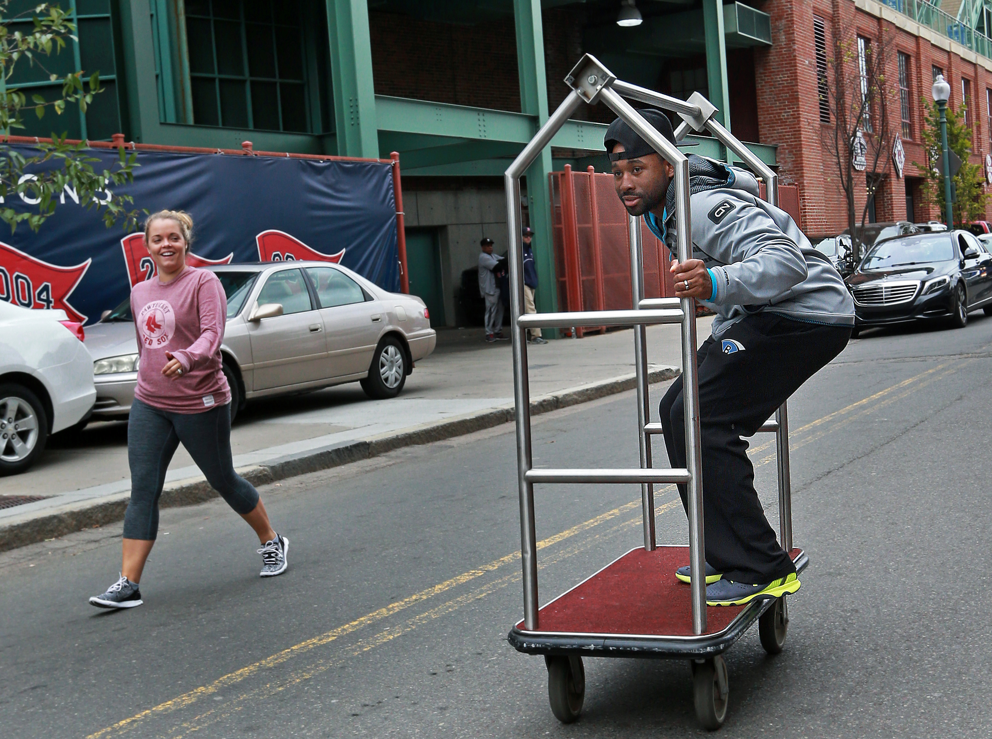 Bradley Jr.'s wife Erin (left), shown in 2015, has been along for the ride throughout the center fielder's up-and-down career with the Red Sox.
