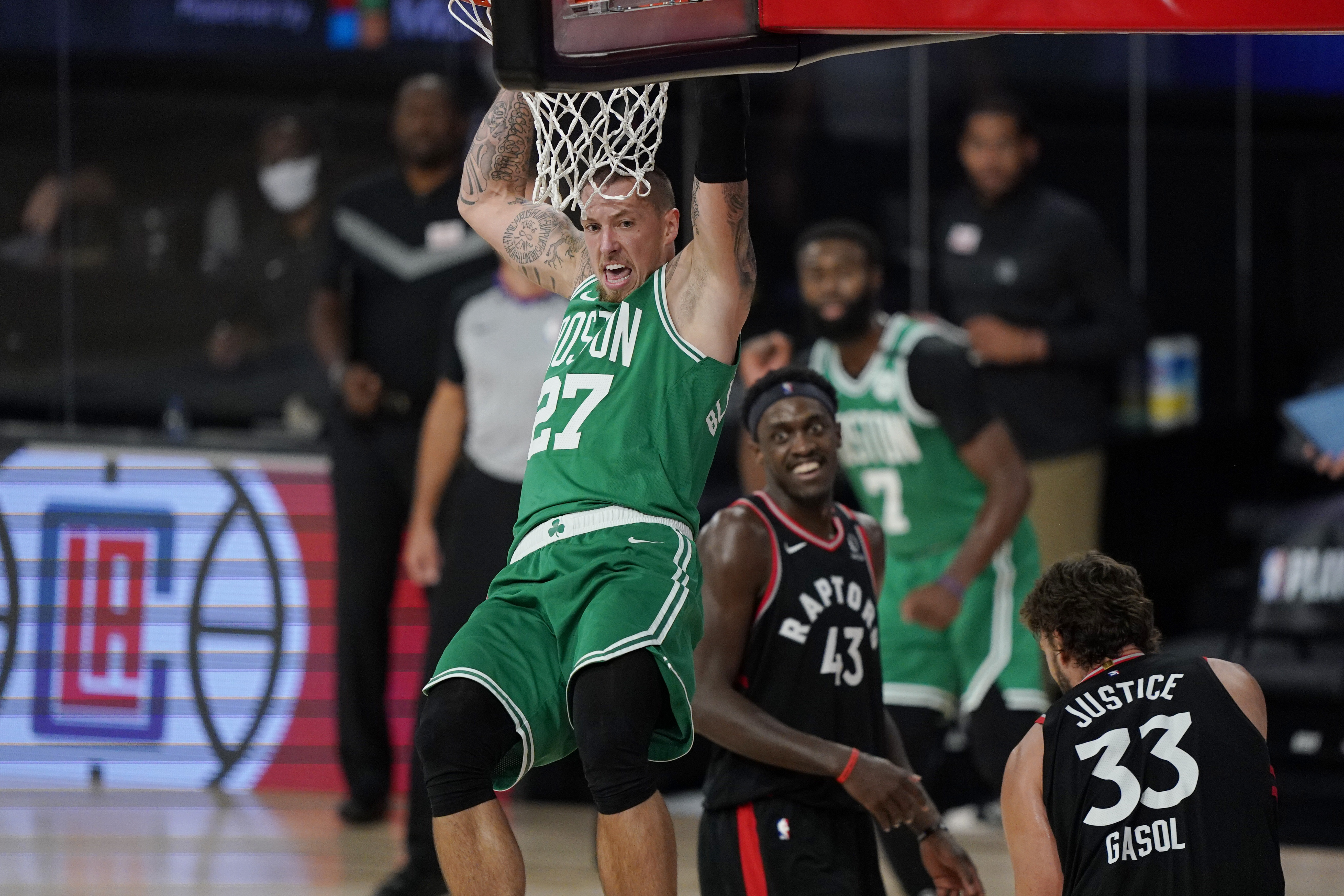 Daniel Theis nearly had the game-winning dunk on this second-half play.