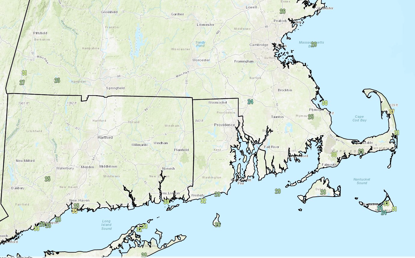 Wind gusts recorded Tuesday afternoon.