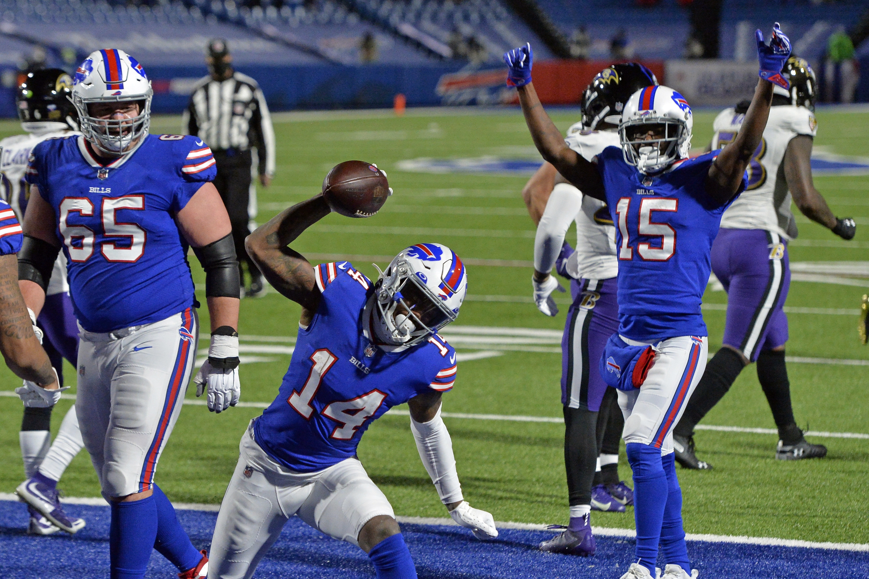 Baltimore Ravens at Buffalo Bills, NFL Divisional Playoffs, Bills Stadium,  AFC, January 16, 2021, Lamar Jackson, Interception