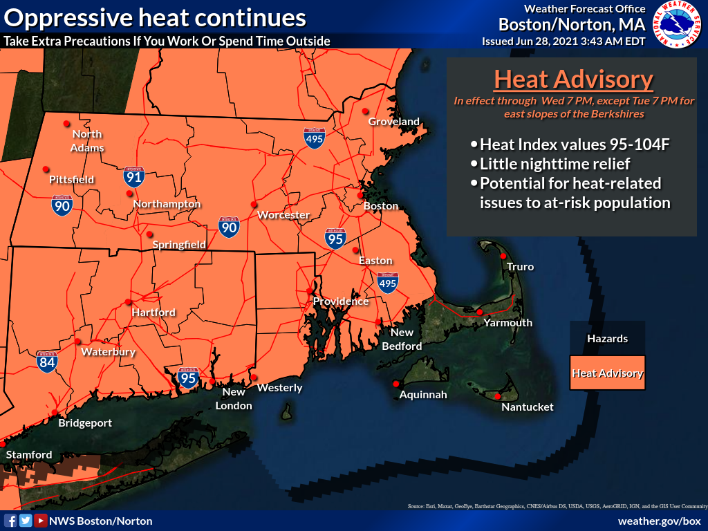 Oppressive heat and humidity continues today, likely peaking on Tuesday.