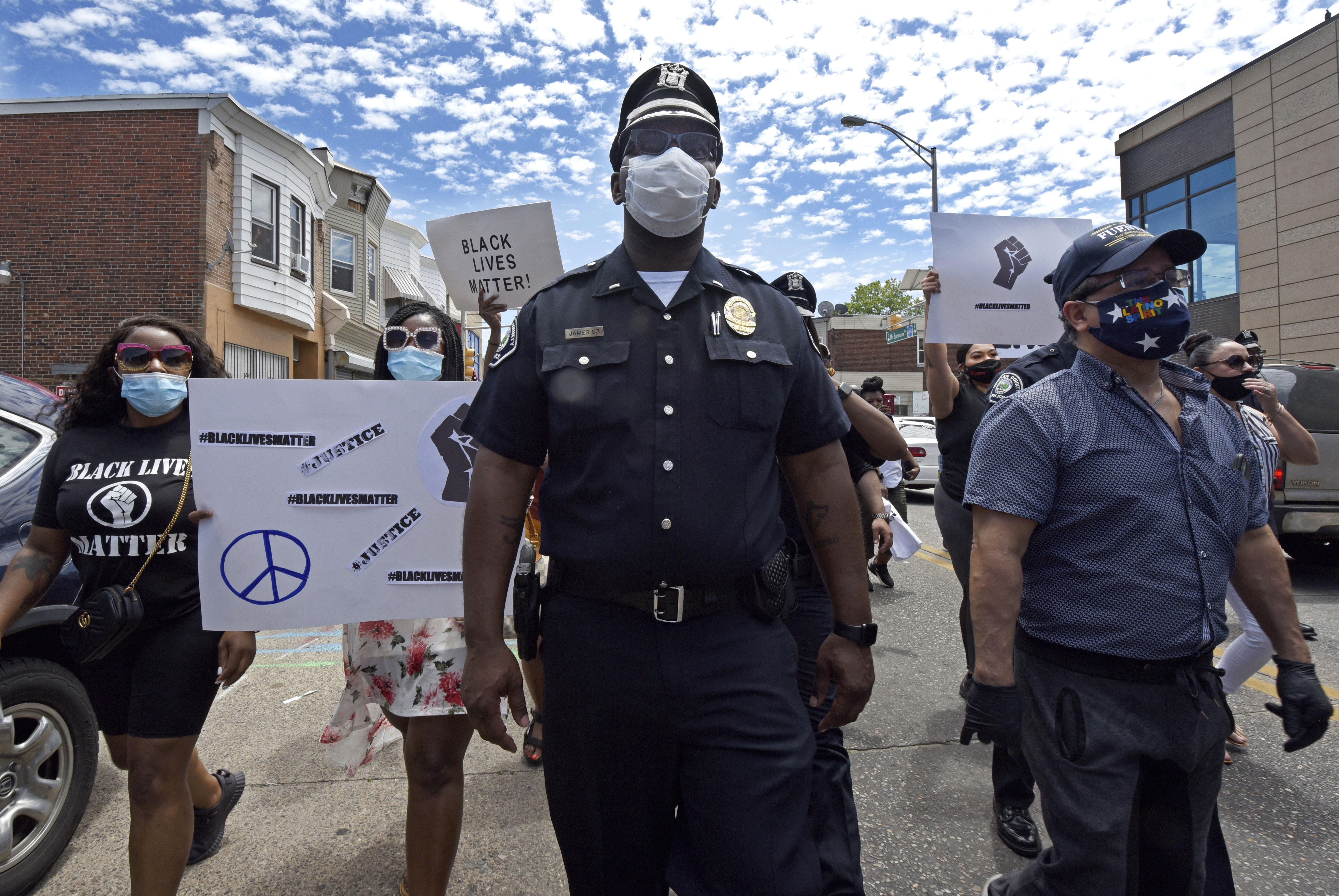 Lt. Zack James of the Camden County Metro Police Department marched along with demonstrators to protest the death of George Floyd. Camden, N.J., is the only American city in recent history that has purposefully dismantled and rebuilt its police force.