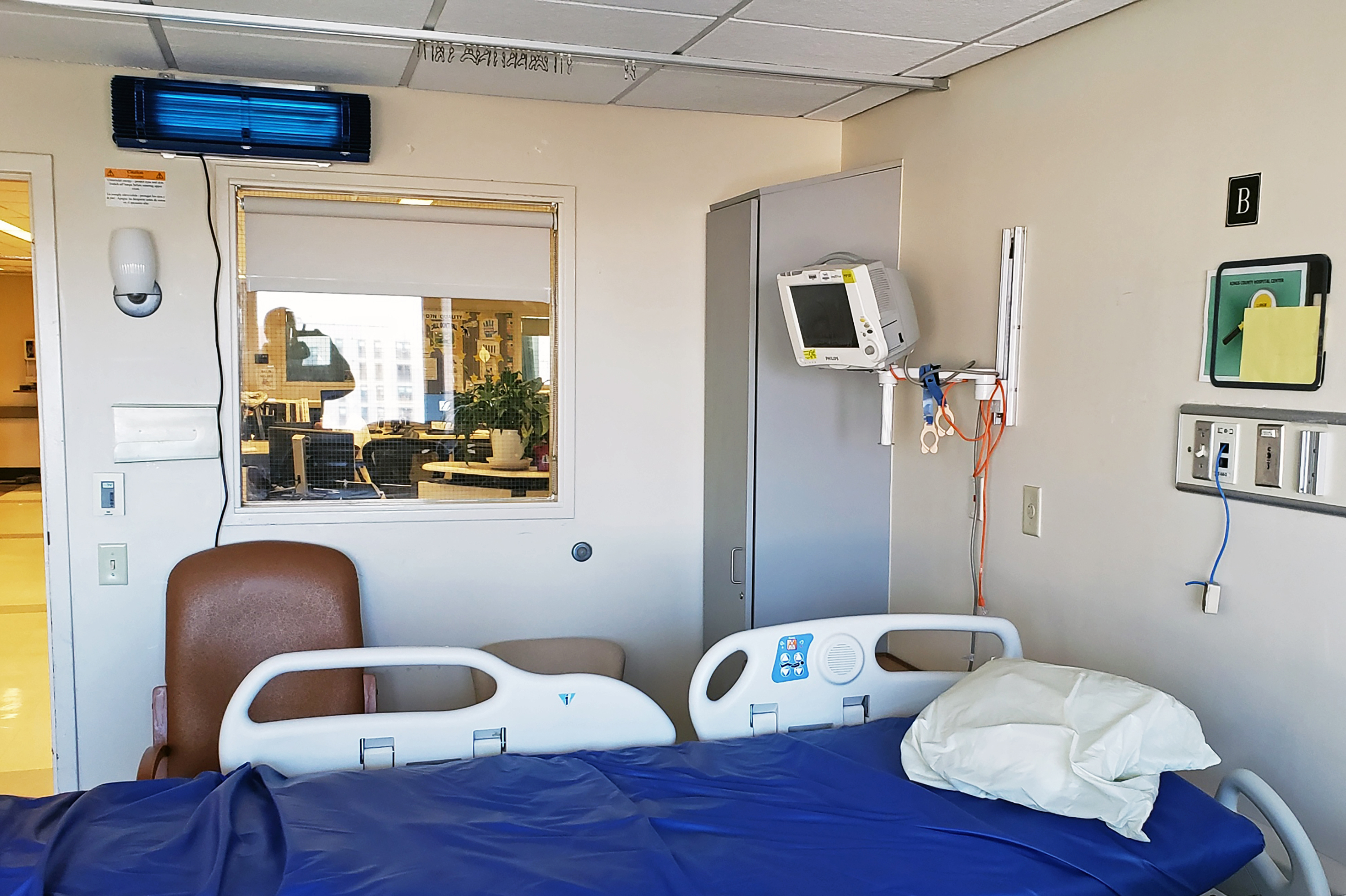 An ultraviolet light, upper left, was installed in a hospital room. Some researchers hope the decades-old technology might get its moment and be deployed in stores, restaurants and schools.