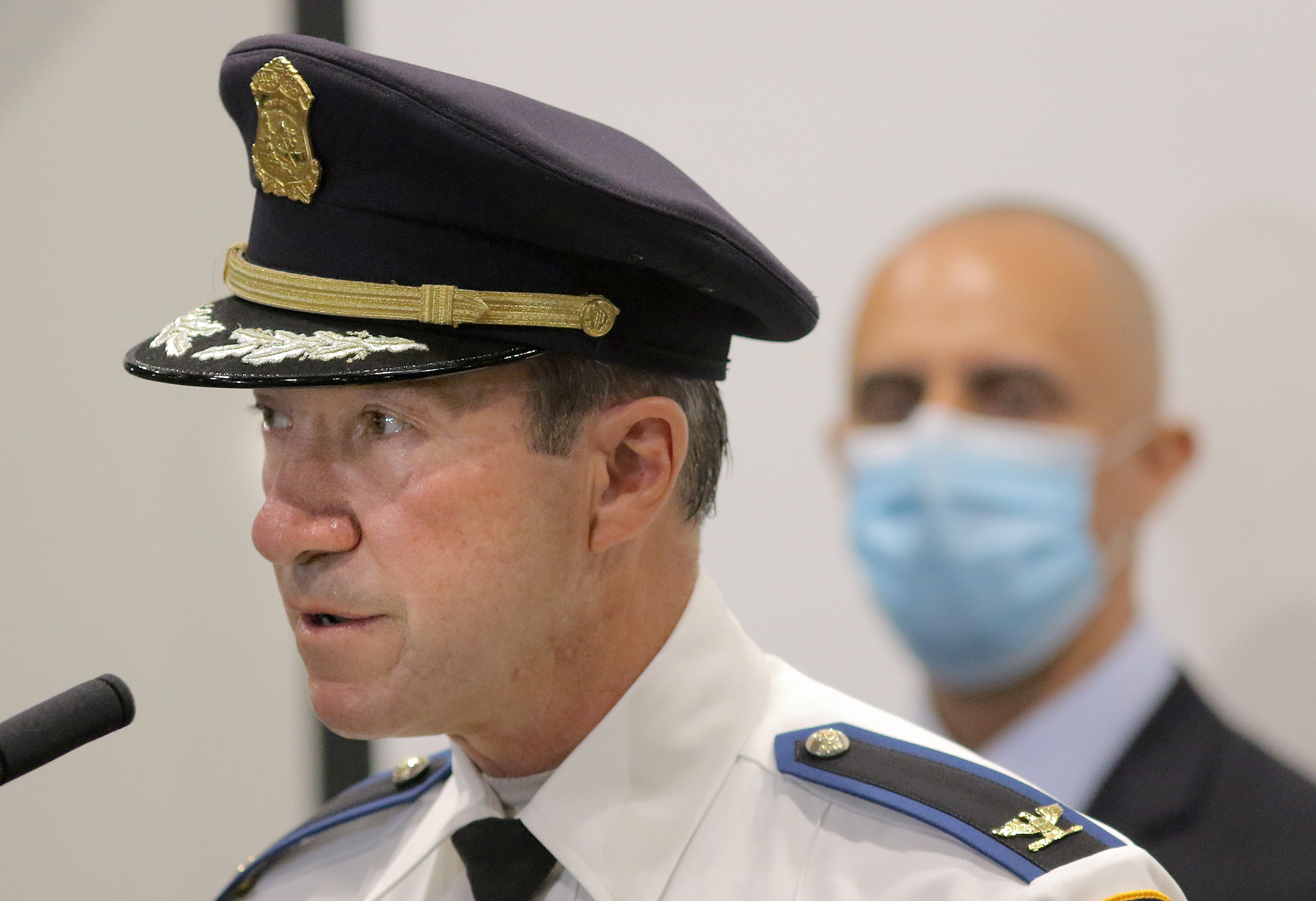 Providence Police Chief Hugh T. Clements Jr. speaks during a press conference at the Providence Public Safety Complex on Wednesday.