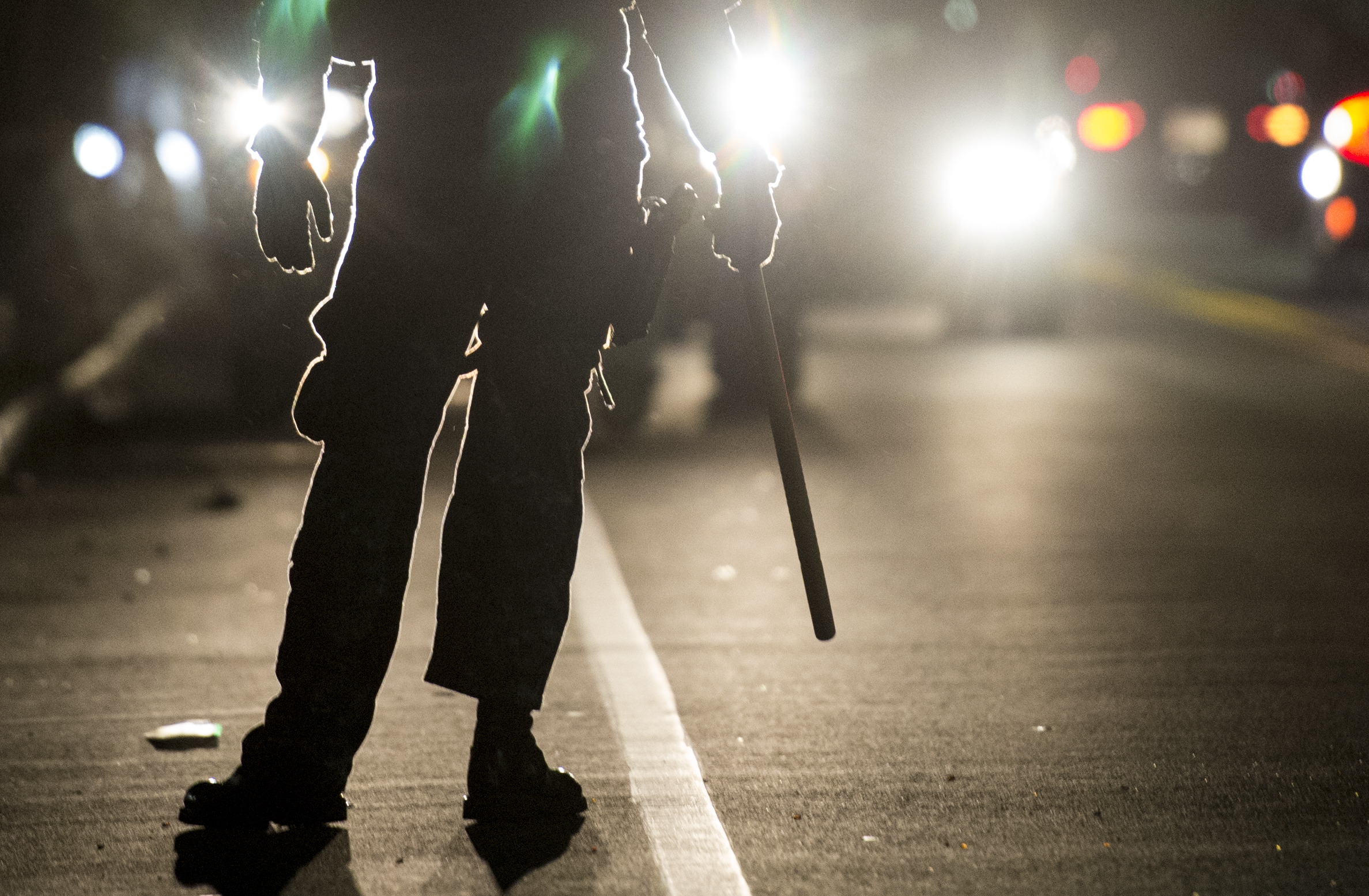 A Brockton Police officer stood on Centre Street as tensions escalated.