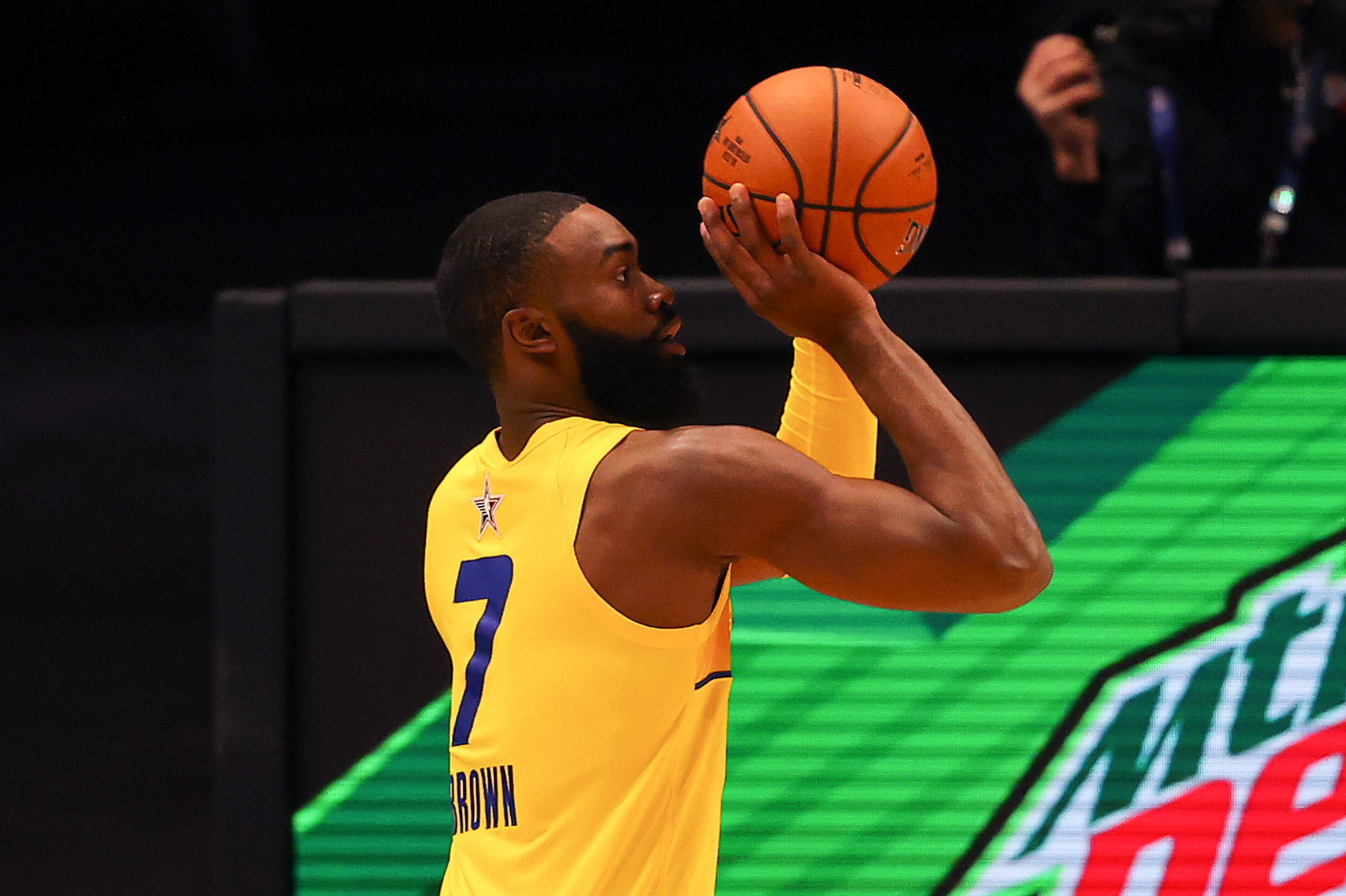 Jaylen Brown competes in 3-point contest Sunday.