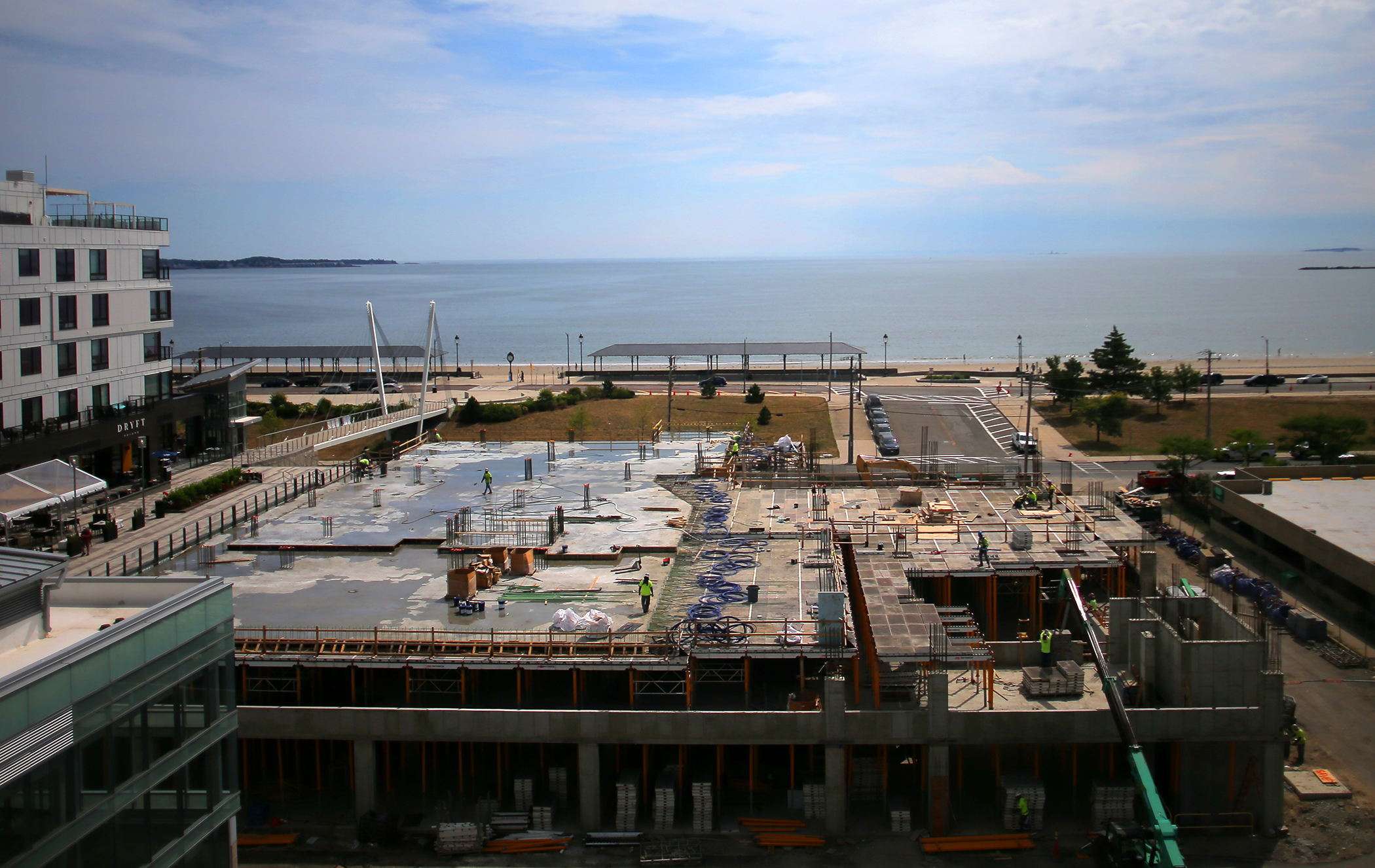 Construction on a waterfront hotel continues next to 500 Ocean Ave.
