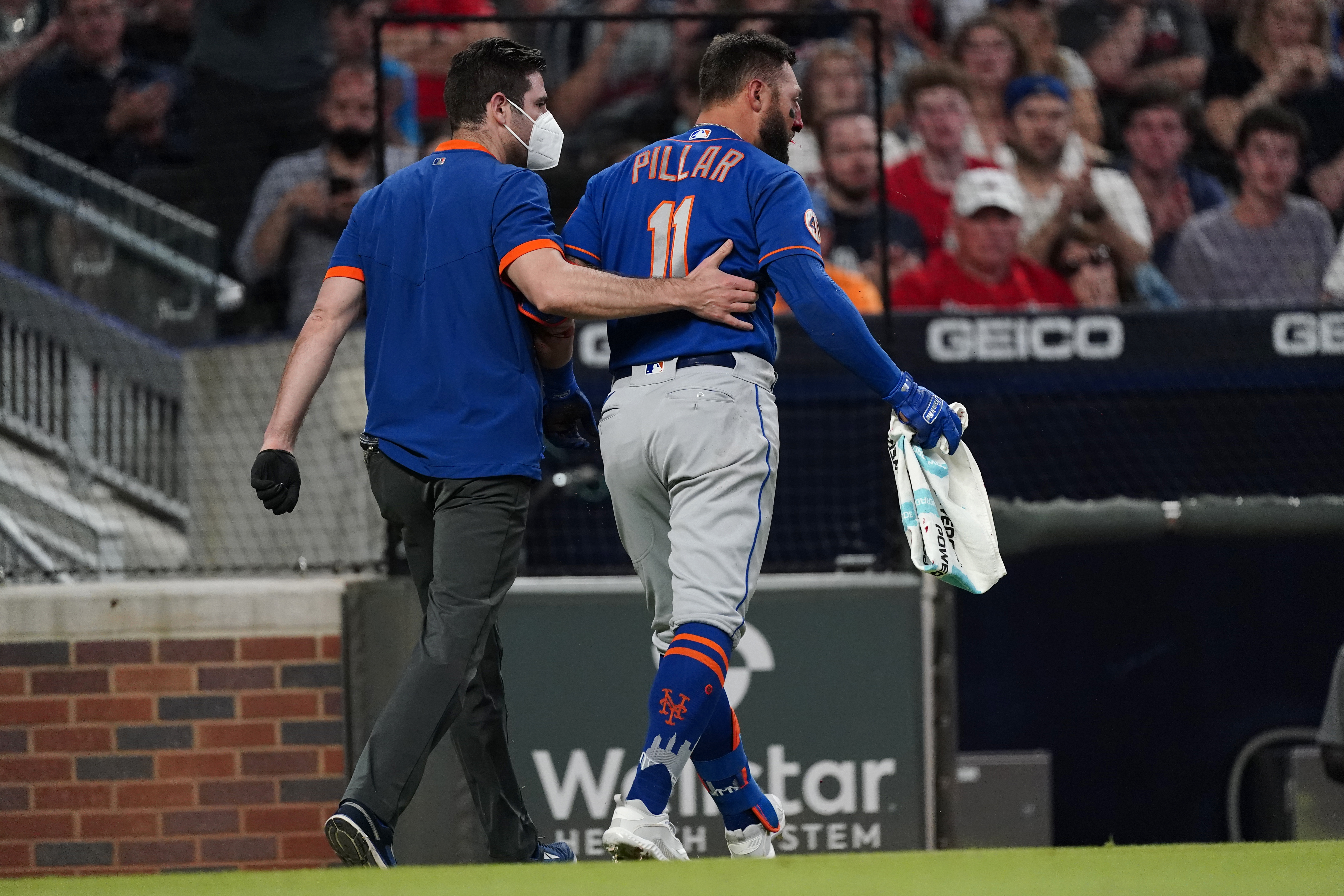 Mets' Kevin Pillar hit by Jacob Webb: Braves pitcher is left shaken