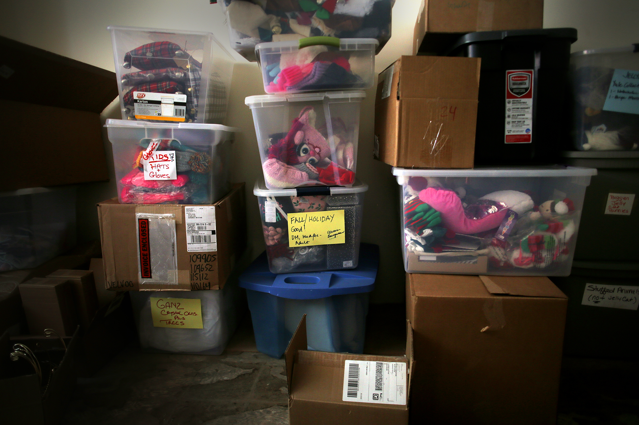 Bergstrom’s storage space is filled with items she wouldn’t normally have on hand yet.  