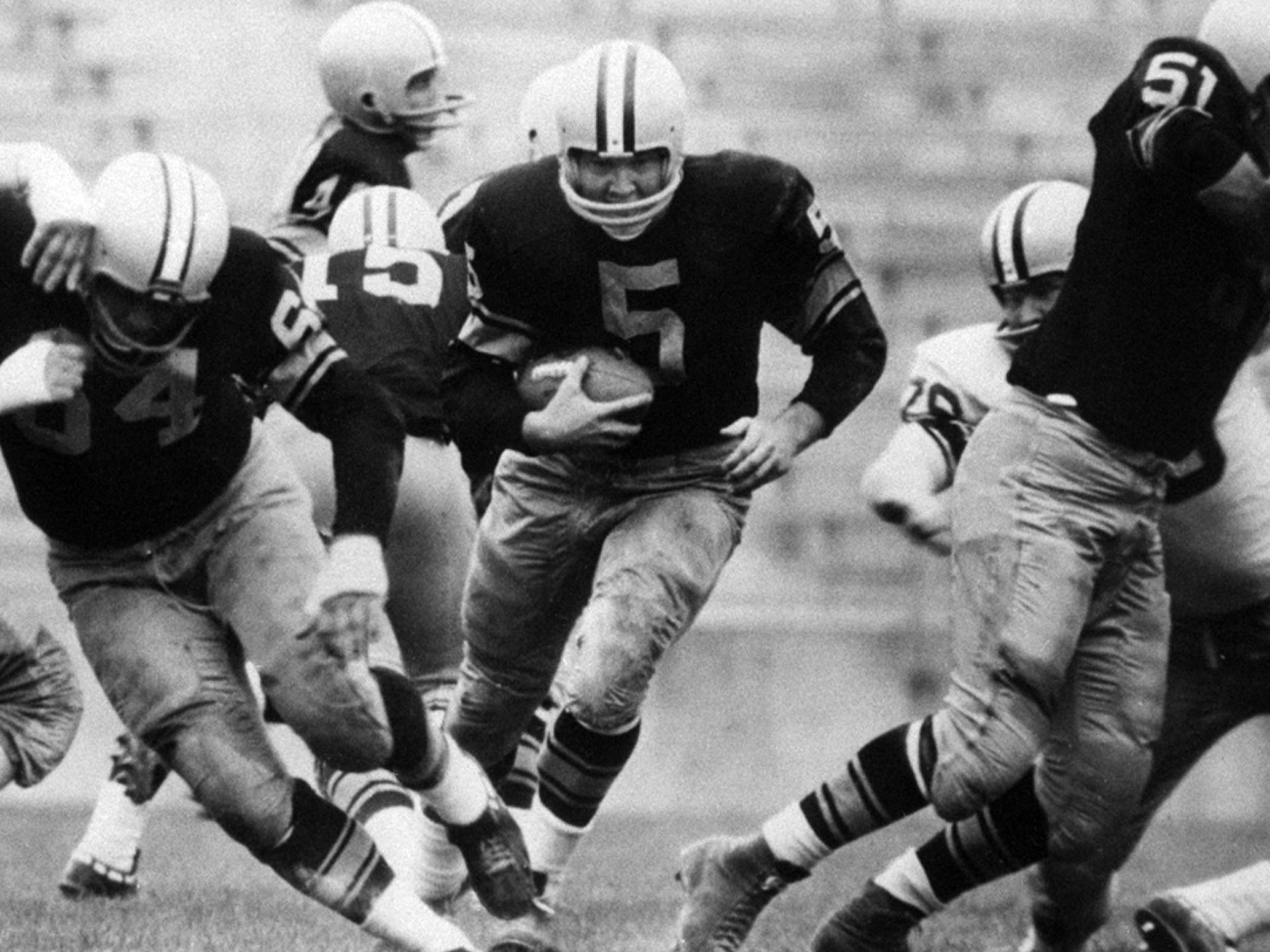 Paul Hornung was a dazzling ballcarrier (and a placekicker) in his days as the Packers' "Golden Boy."