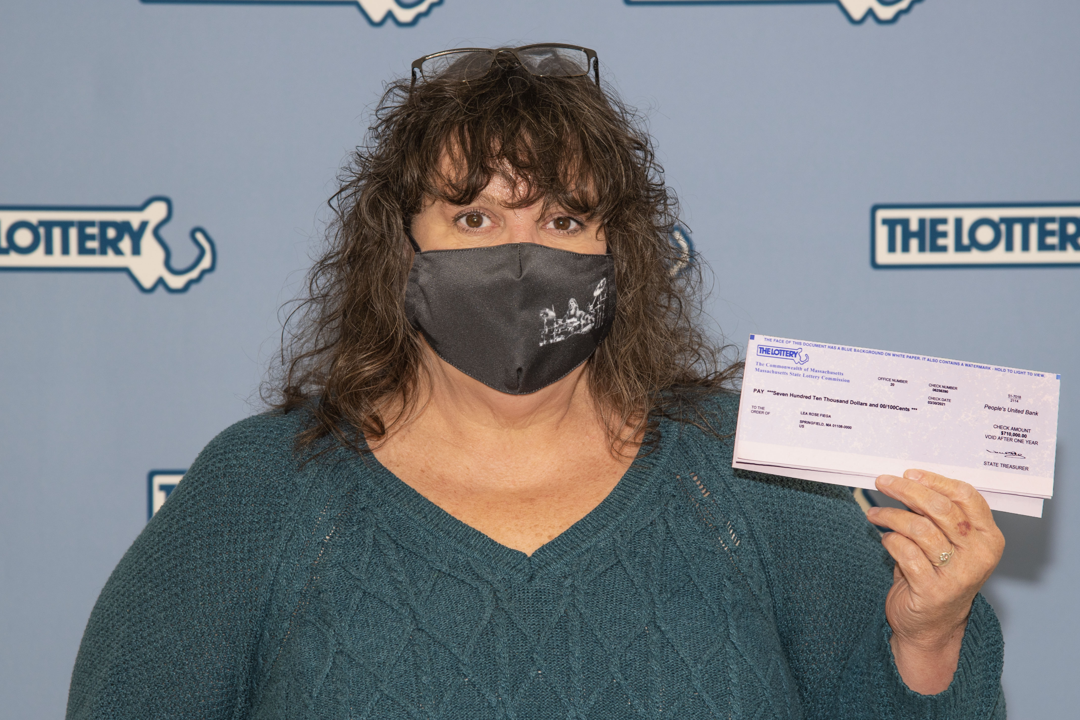 Lea Rose Fiega of Springfield won the $1 million grand prize in the Massachusetts State Lottery’s “Diamond Millions” instant game.