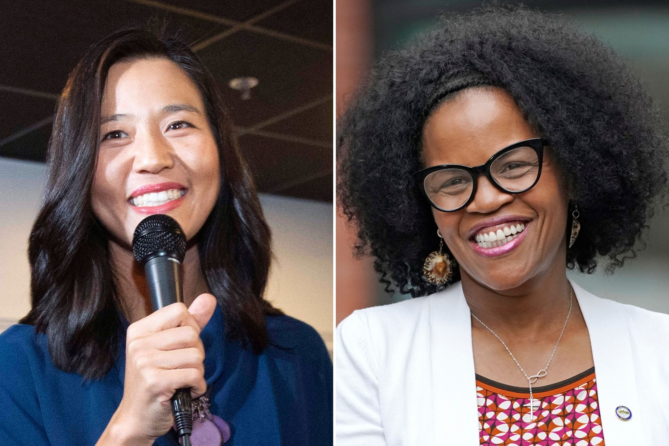 City Councilor Michelle Wu, left, and Acting Mayor Kim Janey have pulled ahead of the rest of the pack competing in Boston’s mayoral race, a new poll by Suffolk University and The Boston Globe found.