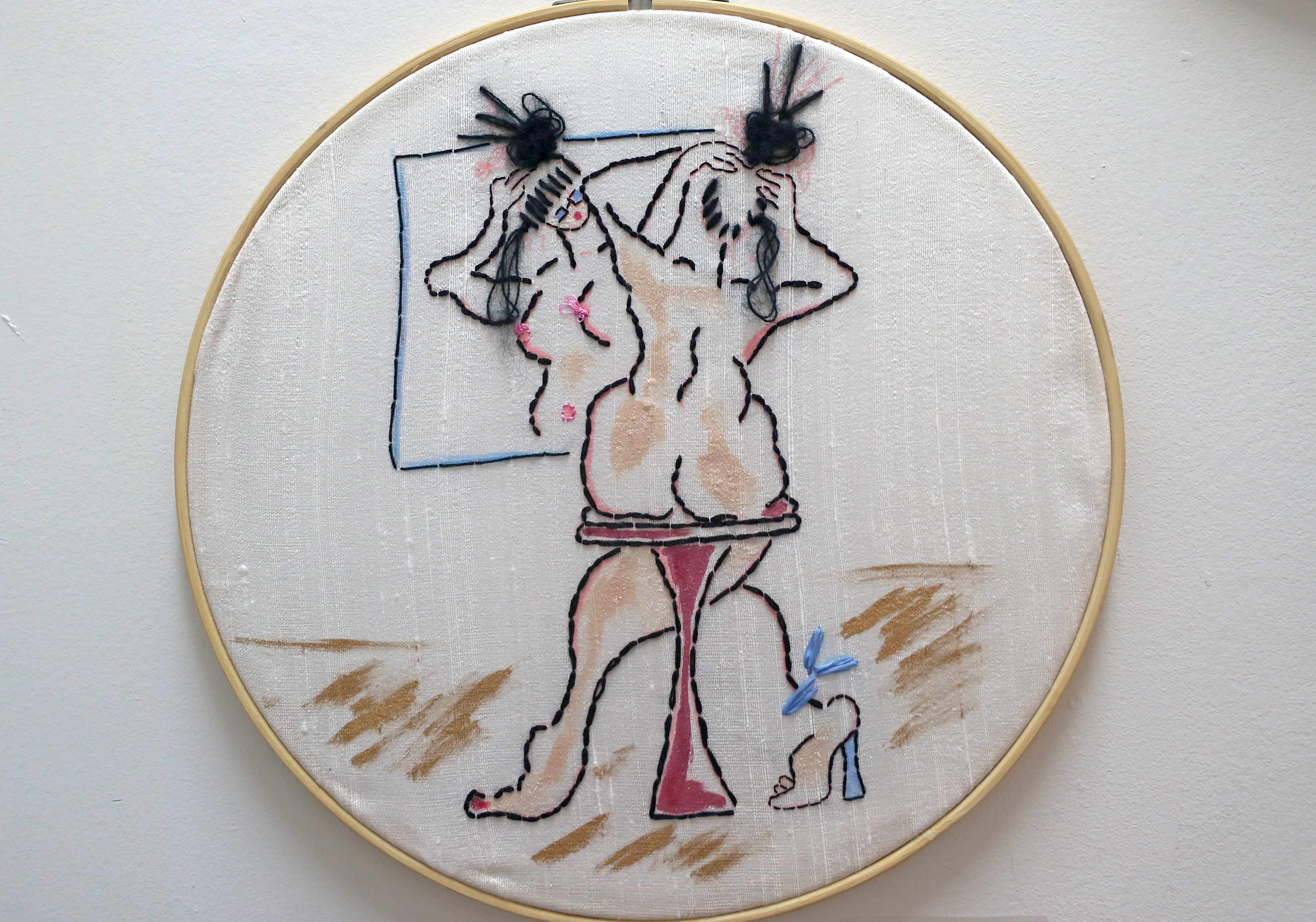 Silk thread pieces by artist Carol Scavotto. This piece is for sale for $225.