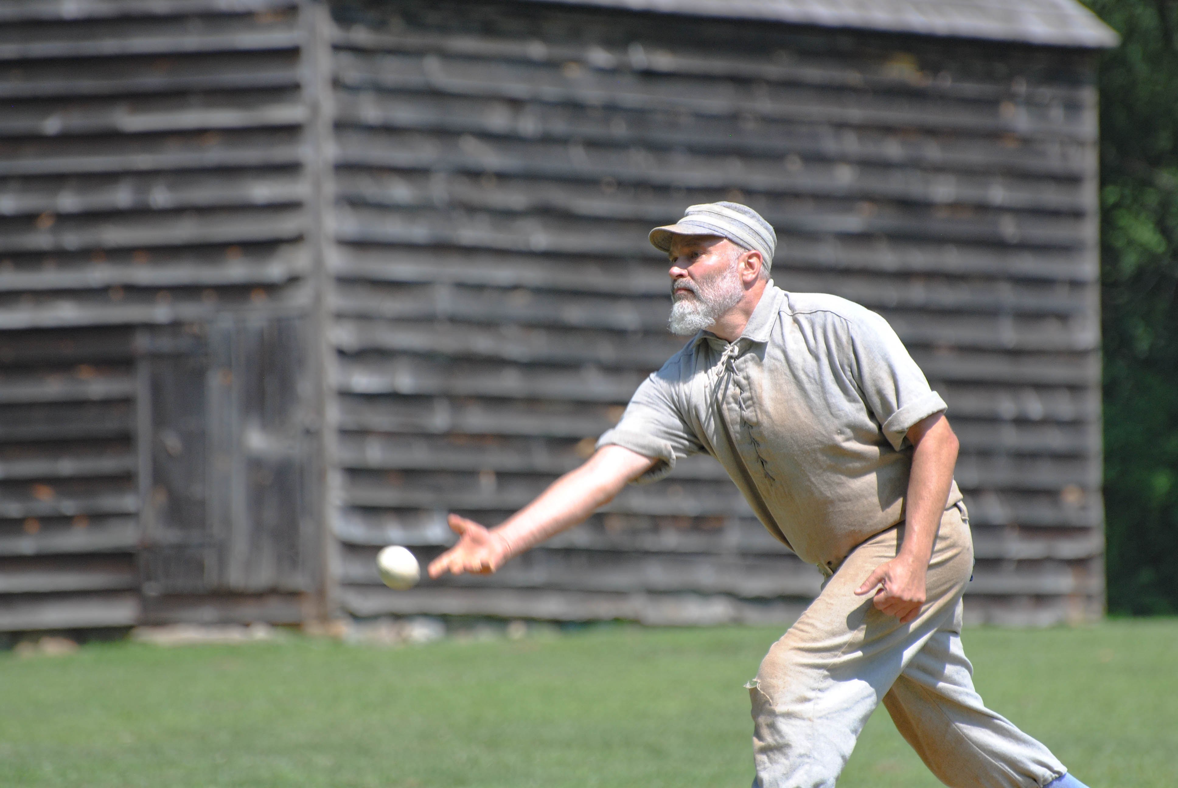 Playing by old rules, the Providence Grays wear wool uniforms and don't use gloves.