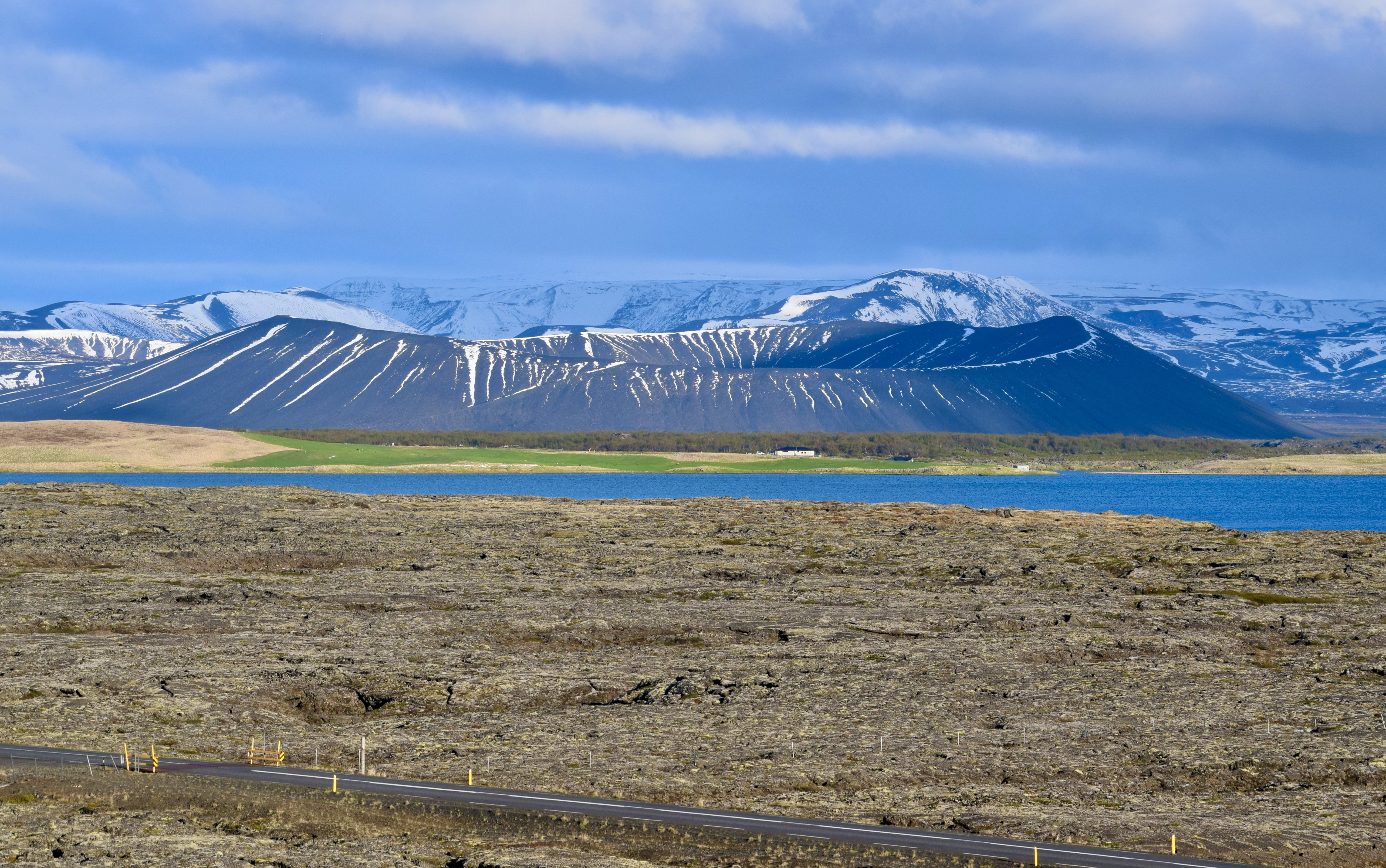 A view of the crater at the top of the Hverfjall volcano in Myvatn, Iceland.