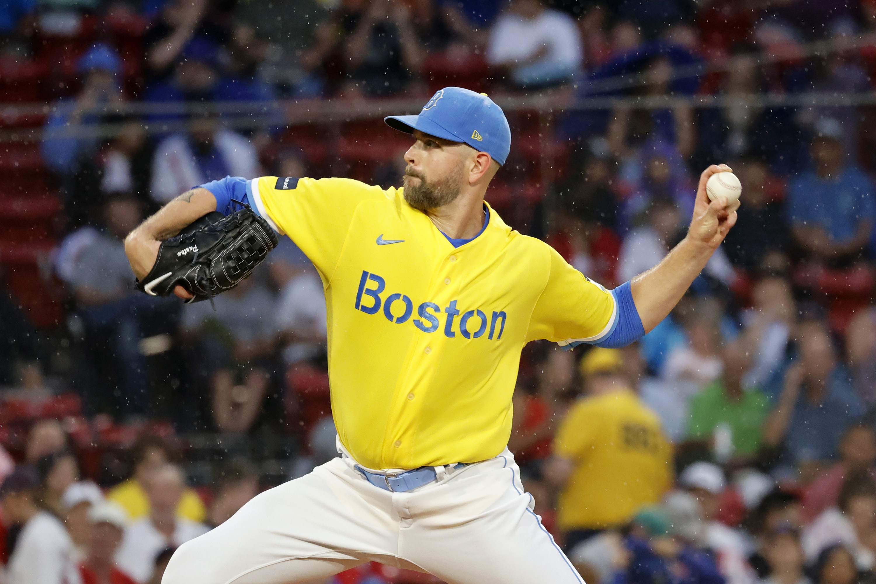 Red Sox unveil blue-and-yellow uniforms before Patriots' Day