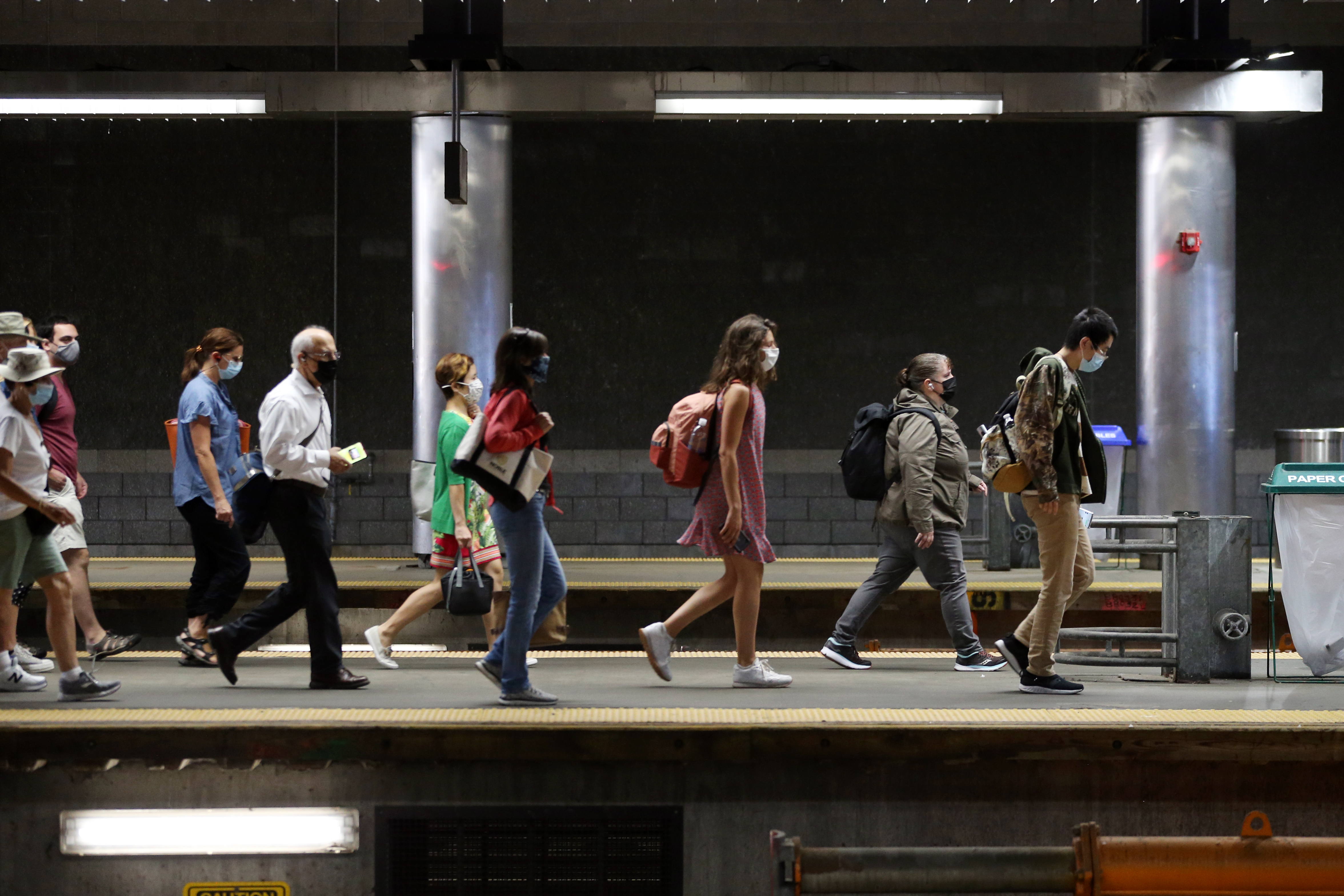 Commuters arrived at North Station in Boston.