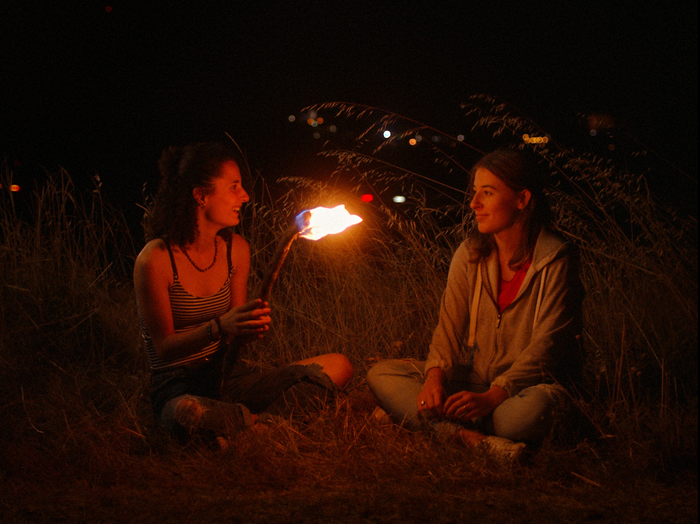 Lou and Sam, the two young women in "Moth/Pyrale."