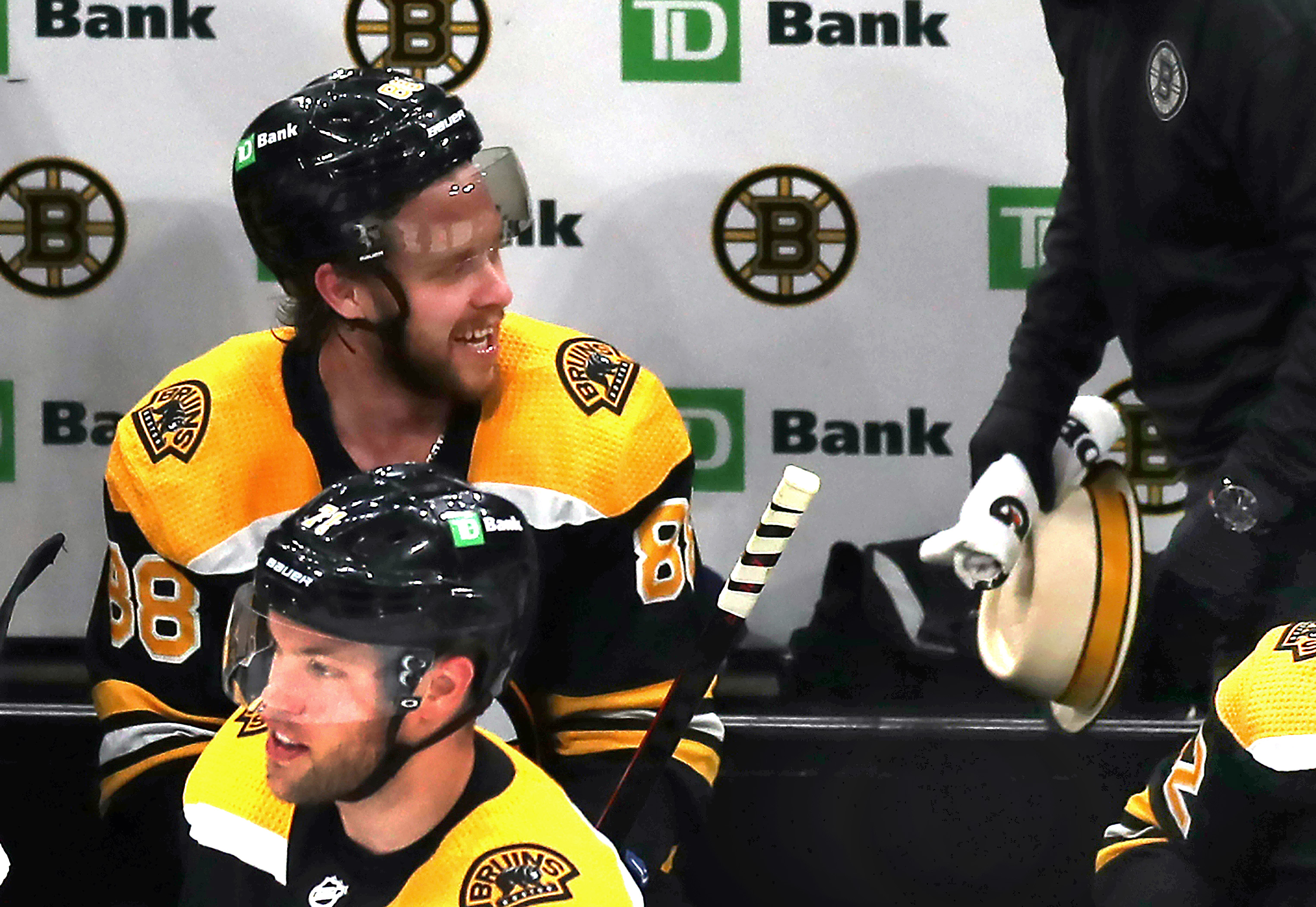 David Pastrnak sets tone with suit, hat trick in Bruins' Game 1