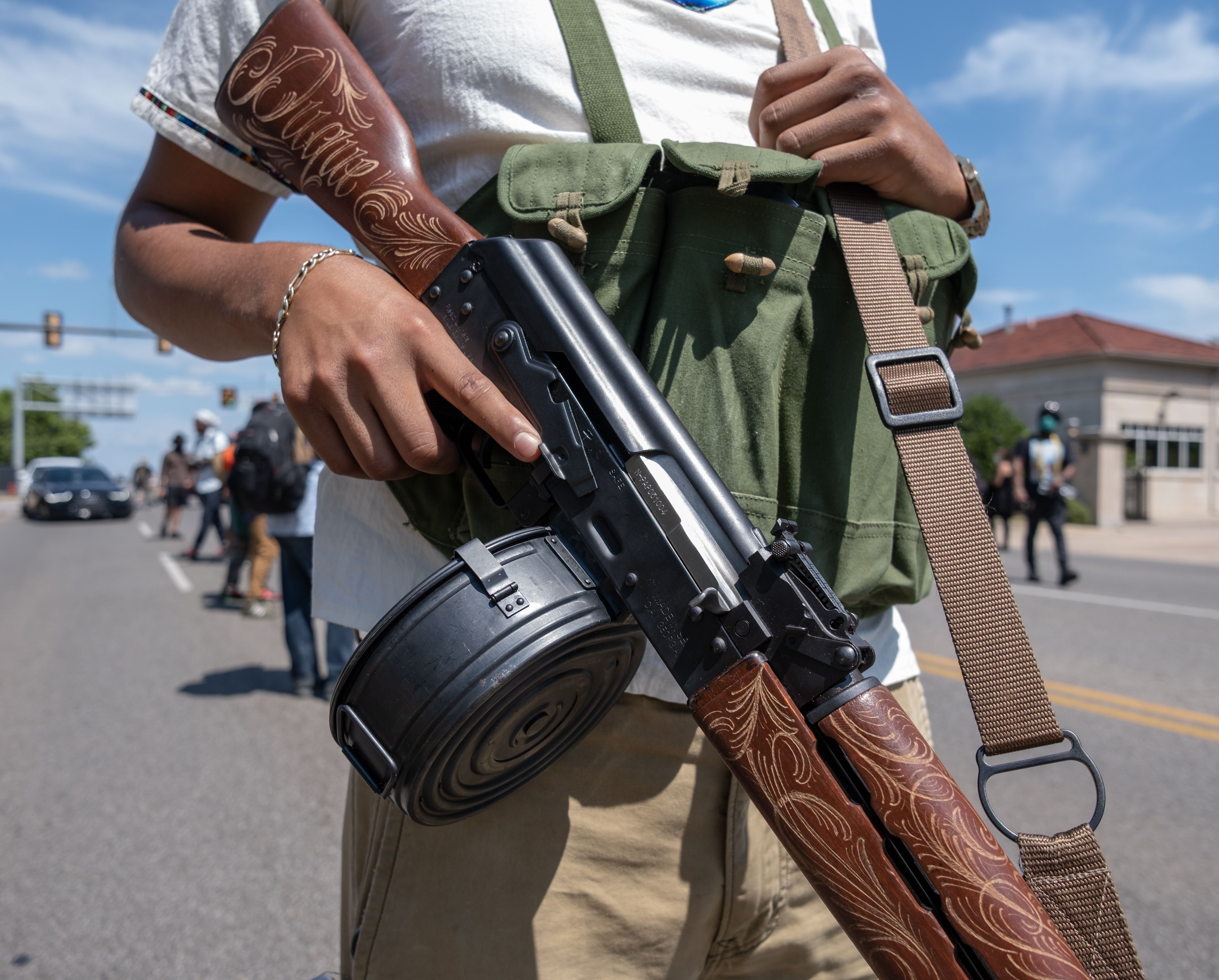 Black gun owners marched to the governor's mansion in Oklahoma City on June 20 during a pro-Second Amendment rally on the same day that President Trump held his first political rally in months.