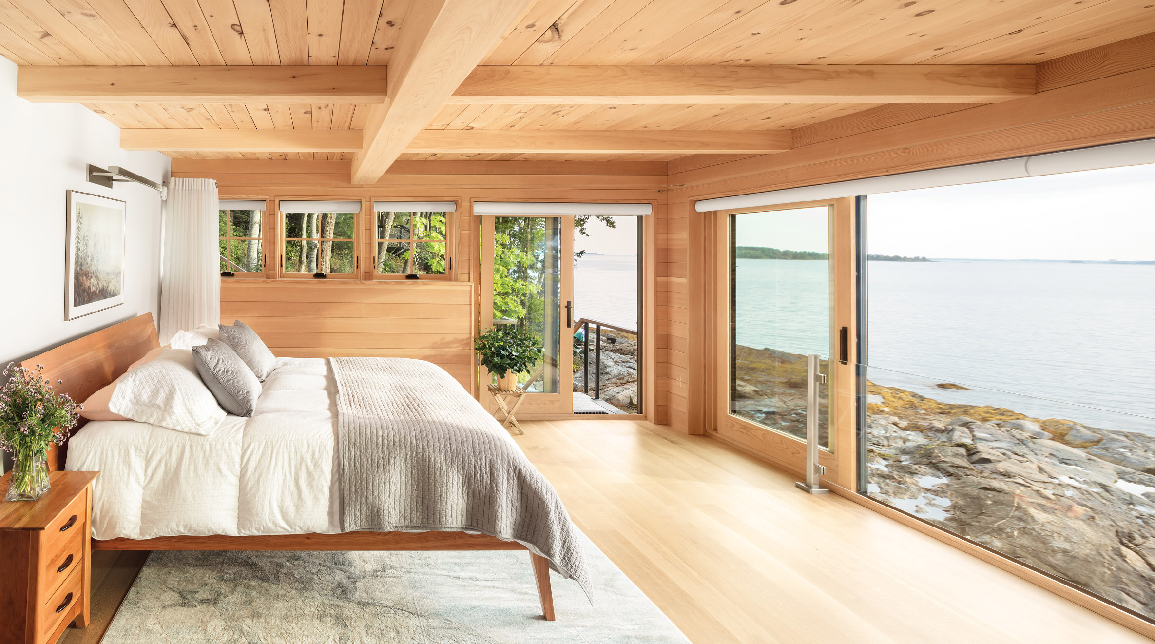 At high tide, it looks as though the master bedroom is floating over the water. “We drew it, but still, it blew us away when we went there and saw it,” says project manager Richard Lo.