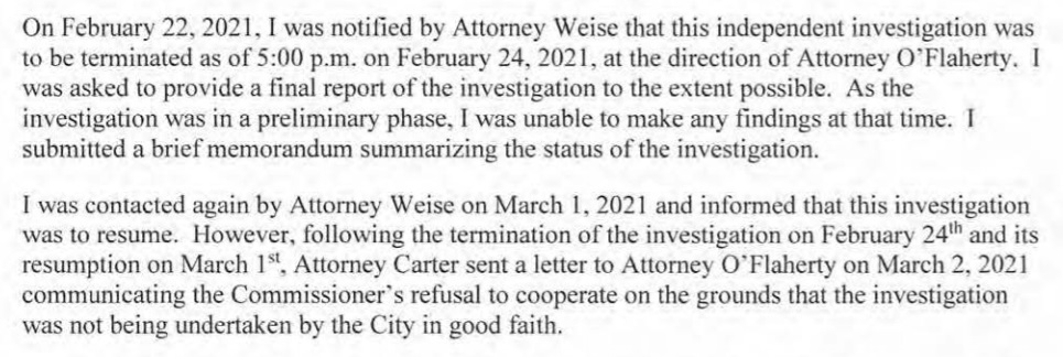 An independent investigator’s report on past allegations of domestic violence against Dennis White, who was named Boston Police Commissioner in February.