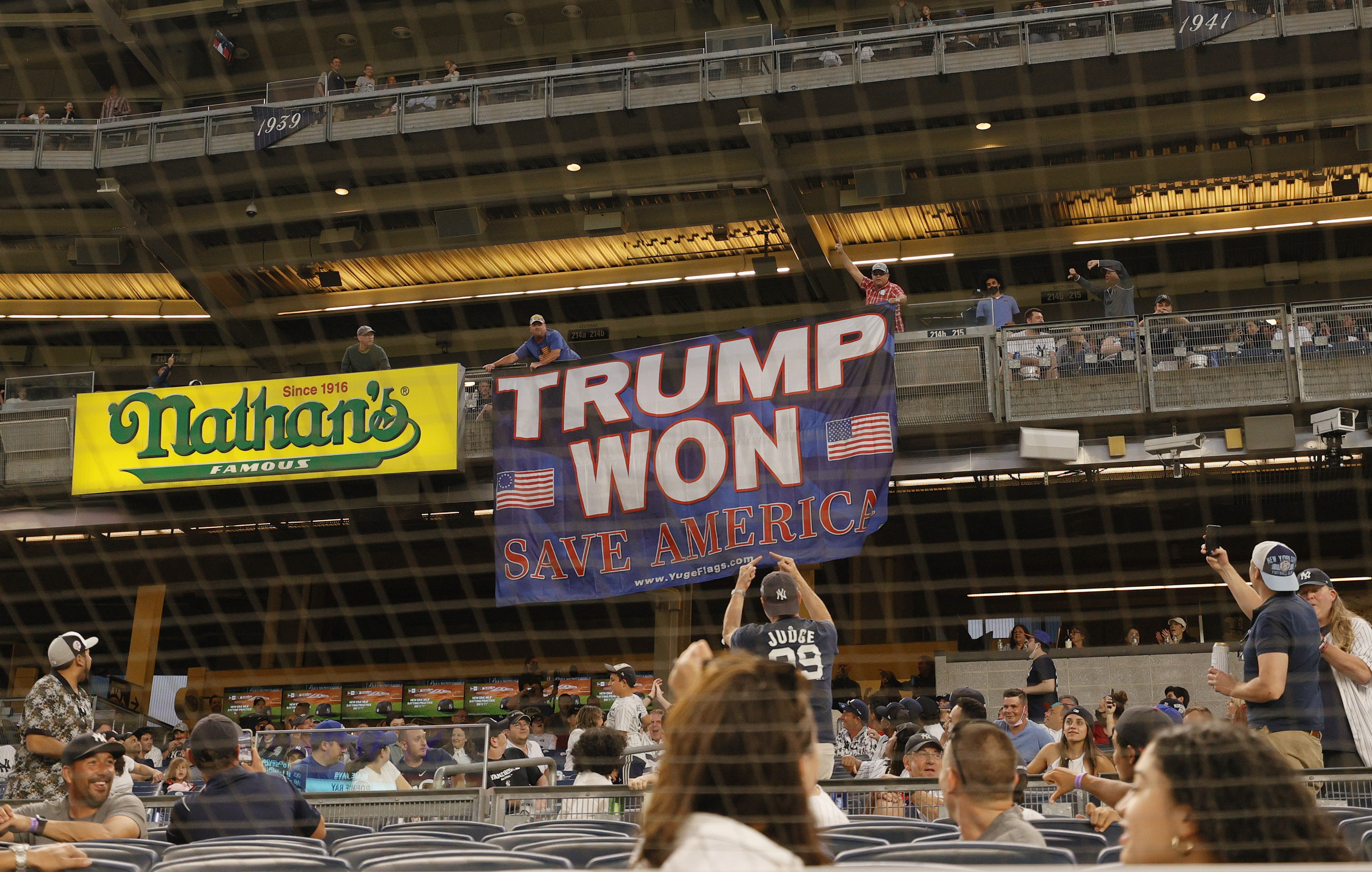 A banner unrolled at Yankee Stadium on May 27.