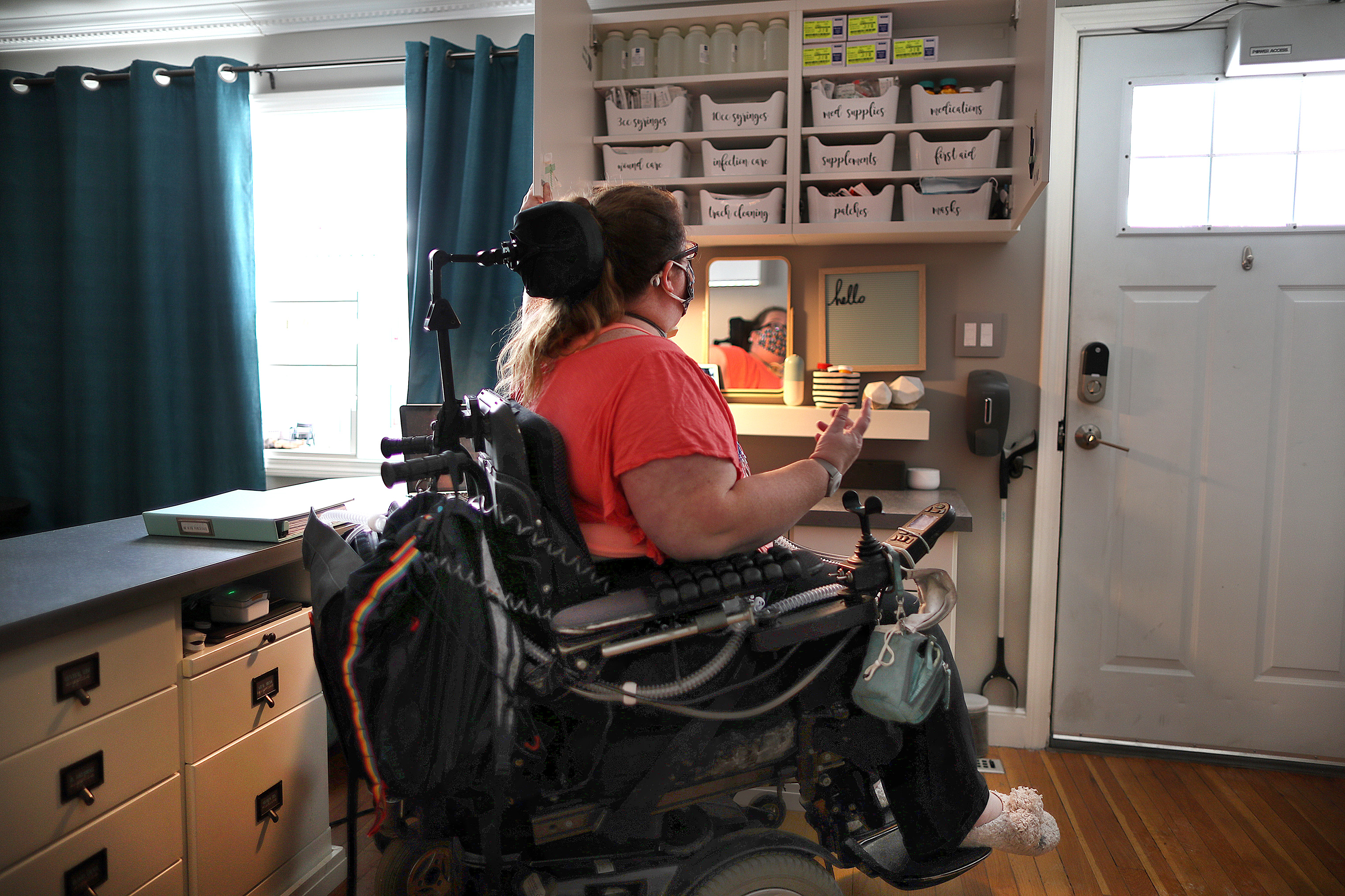 Crystal Evans checked her inventory of medical supplies.