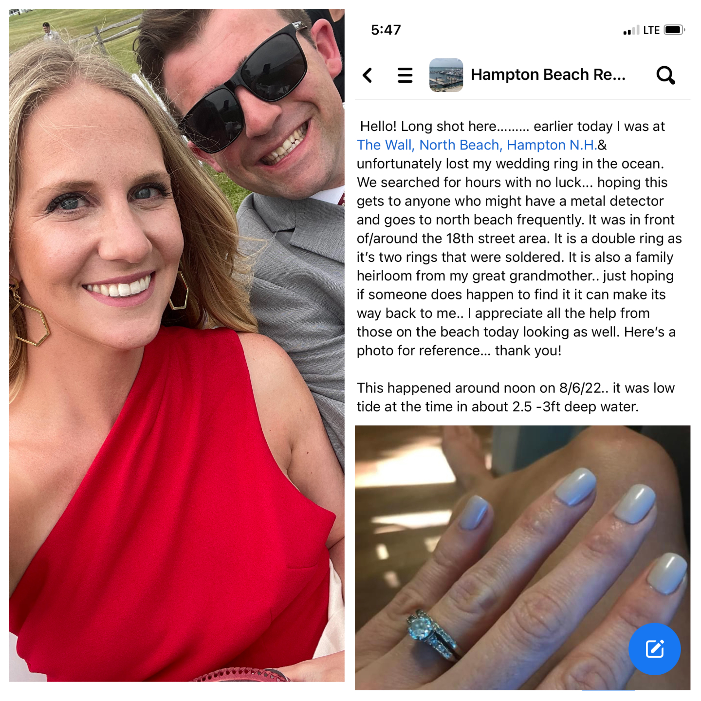 packer reunited with engagement ring posted in parcel