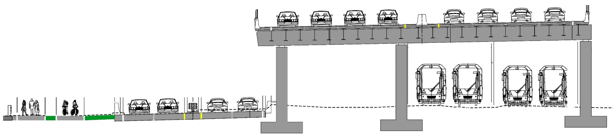 The state's latest concept for a rebuilt Mass. Pike viaduct.