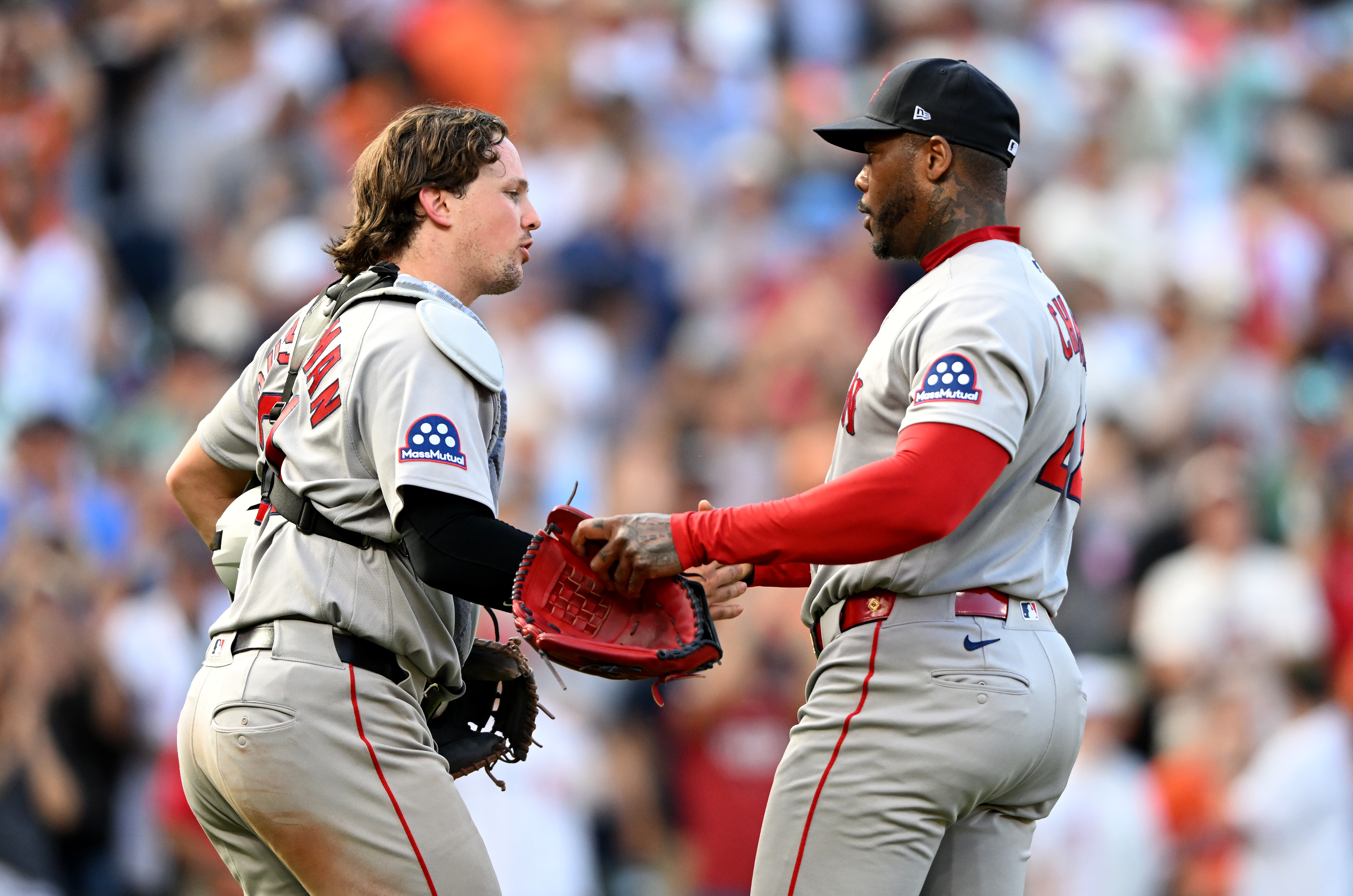 Chapman celebrates milestone with teammates