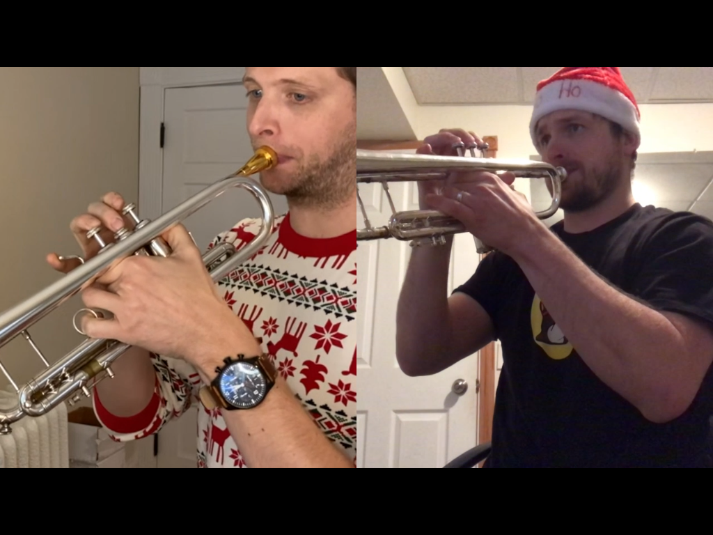 Dr. Peter Olds, left, studied trumpet with NEC teaching fellow Michael Brehm.
