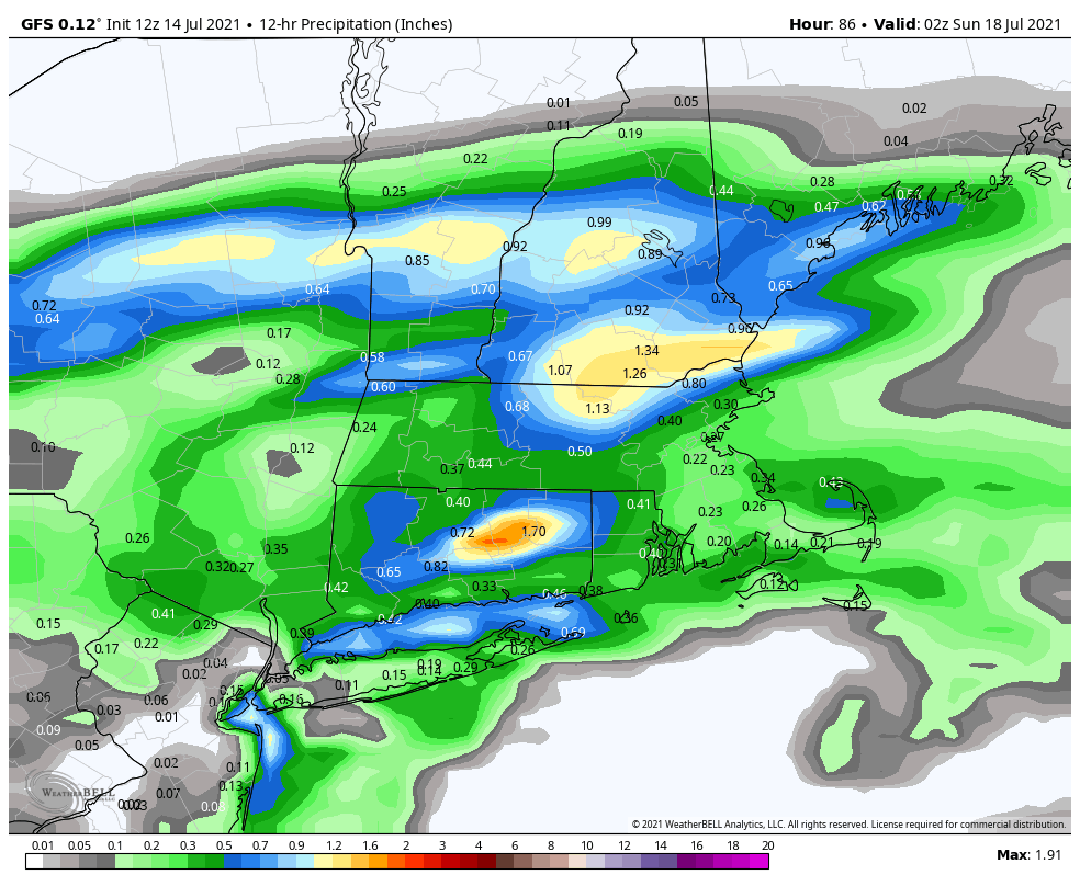 Rainfall during Saturday, especially in the afternoon could keep it quite wet in southern New England.