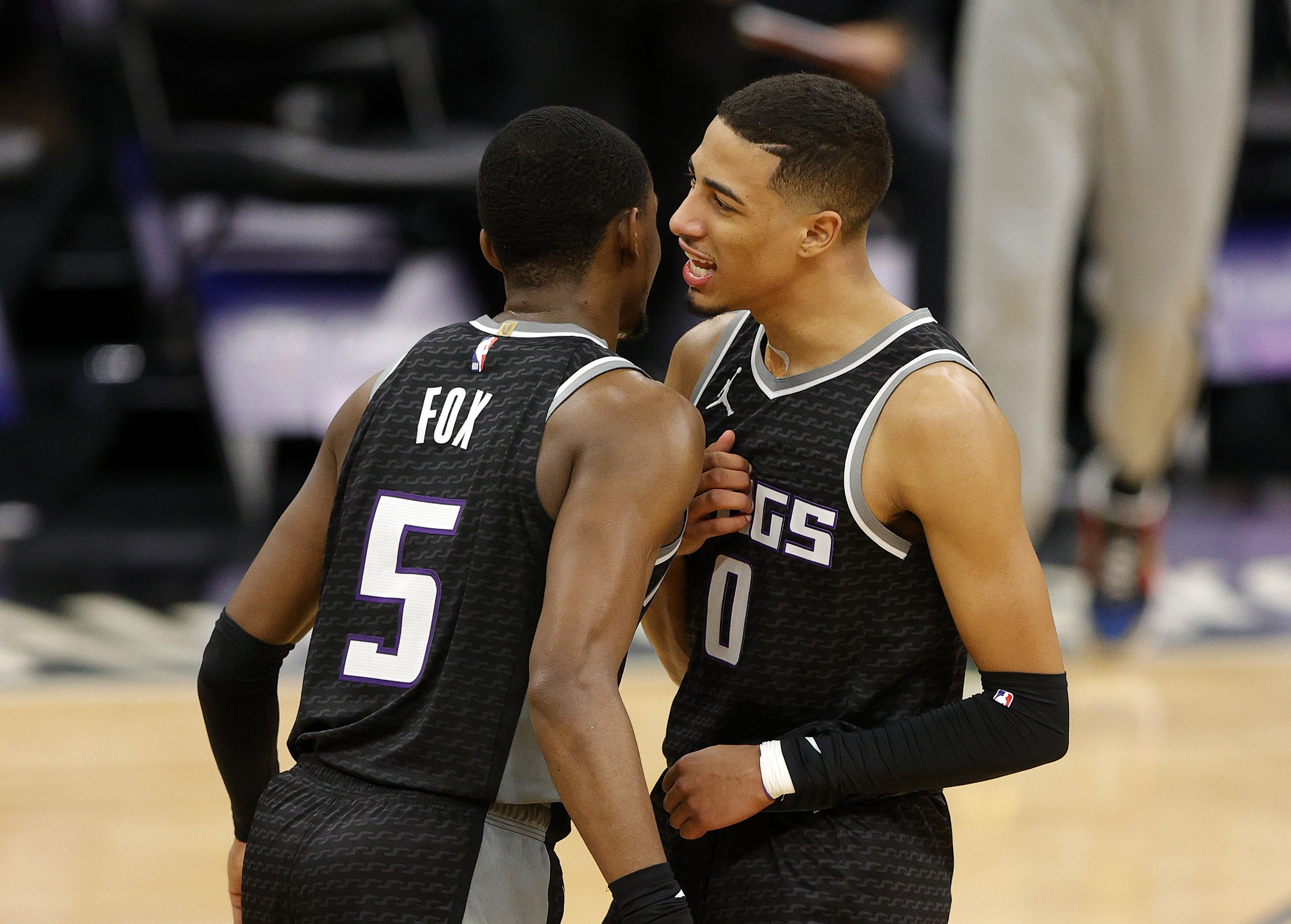 With a young, talented backcourt led by De'Aaron Fox (left) and Tyrese Haliburton, the Kings are looking to make the leap this year.