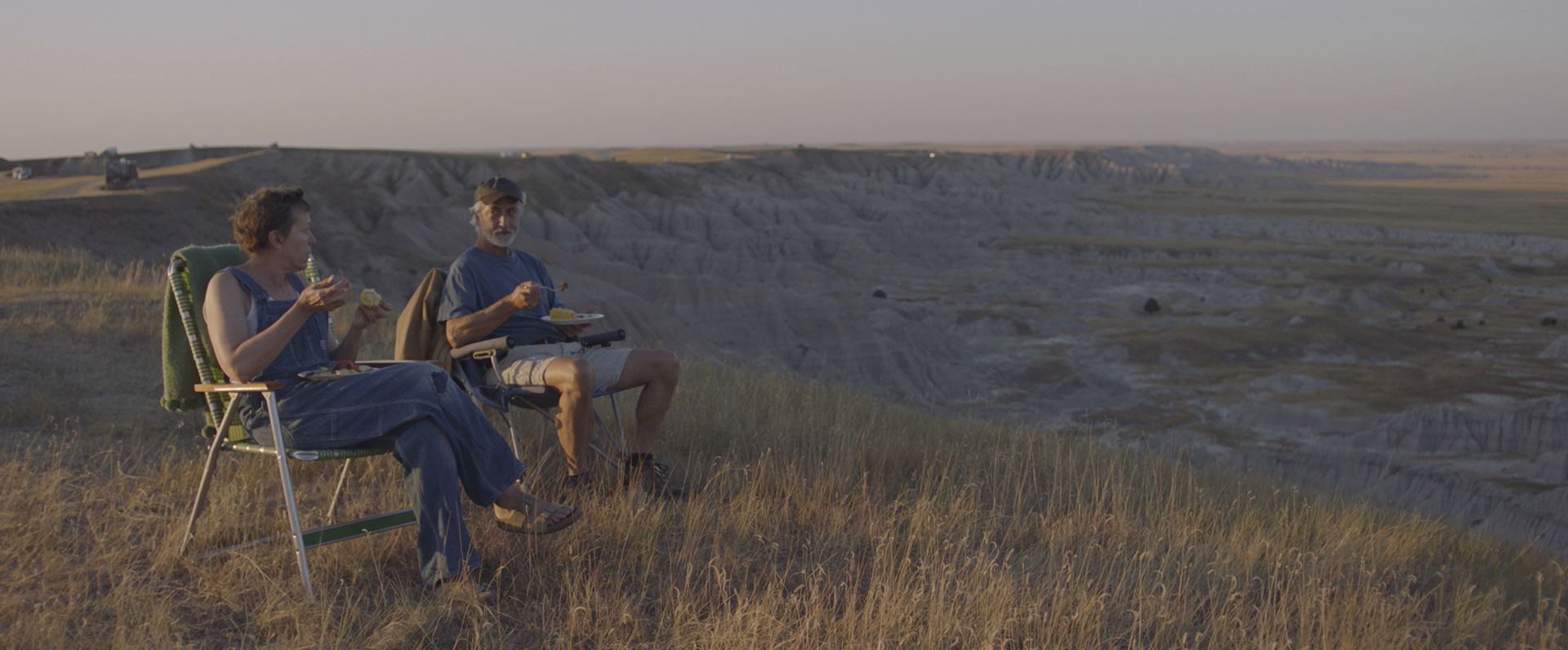 Frances McDormand and David Strathairn in a scene from "Nomadland."