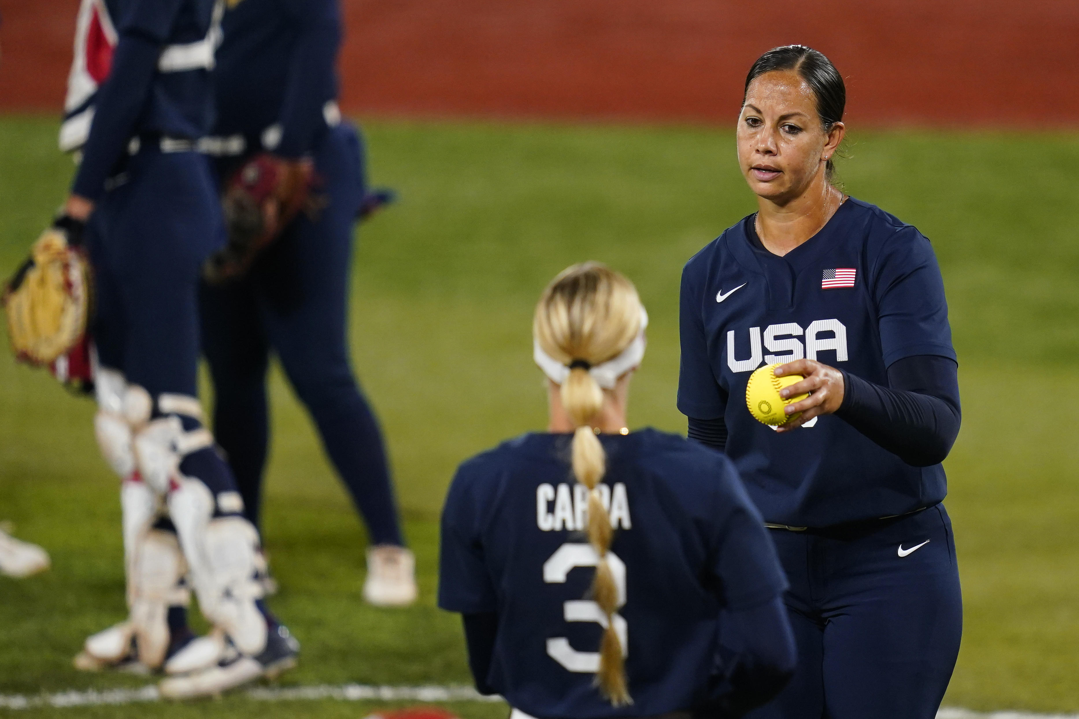 It was a disappointing finish for Cat Osterman, right, and the rest of Team USA.