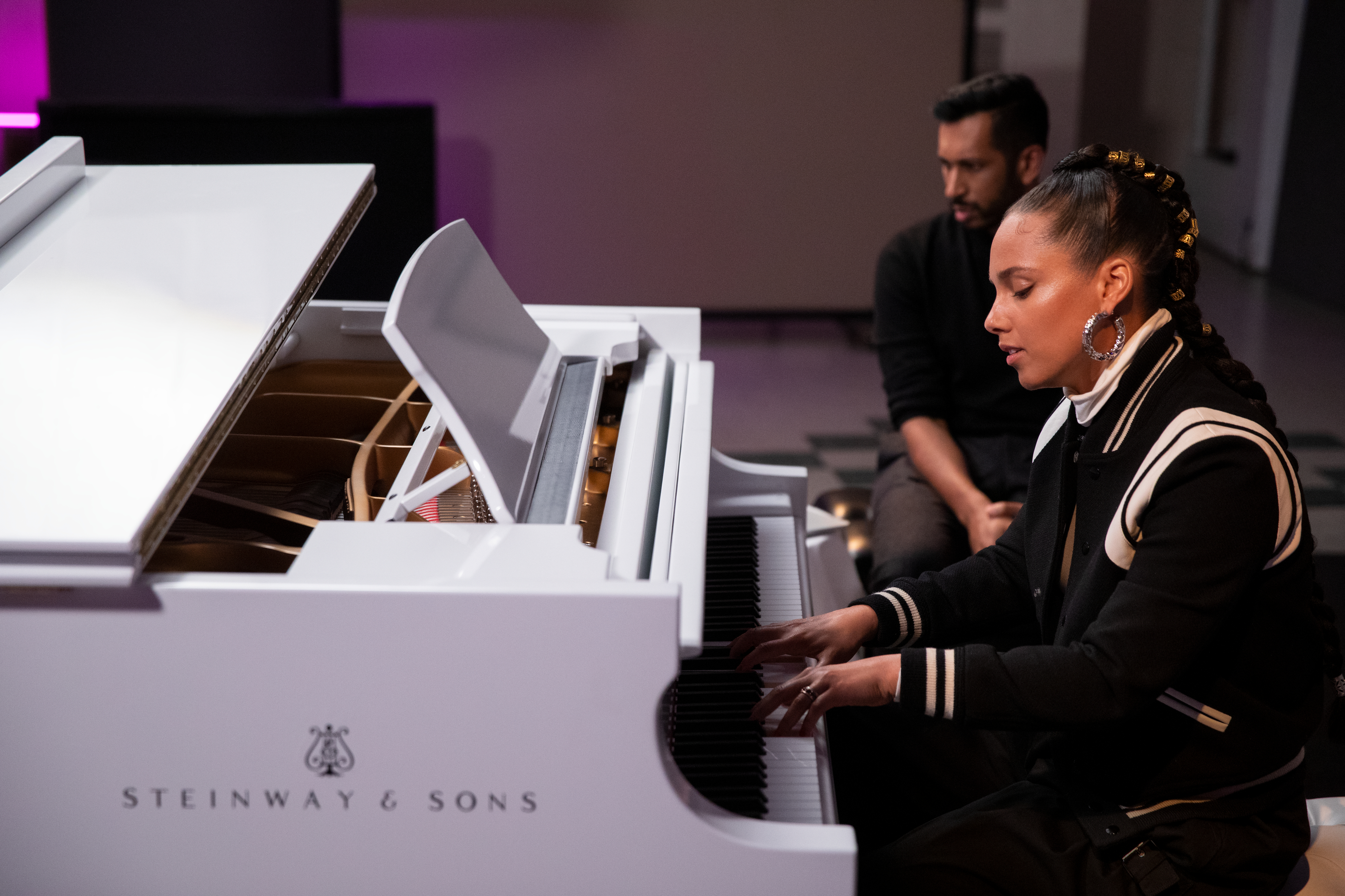 Alicia Keys and Hrishikesh Hirway in the Netflix series "Song Exploder," adapted from Hirway's podcast of the same name.