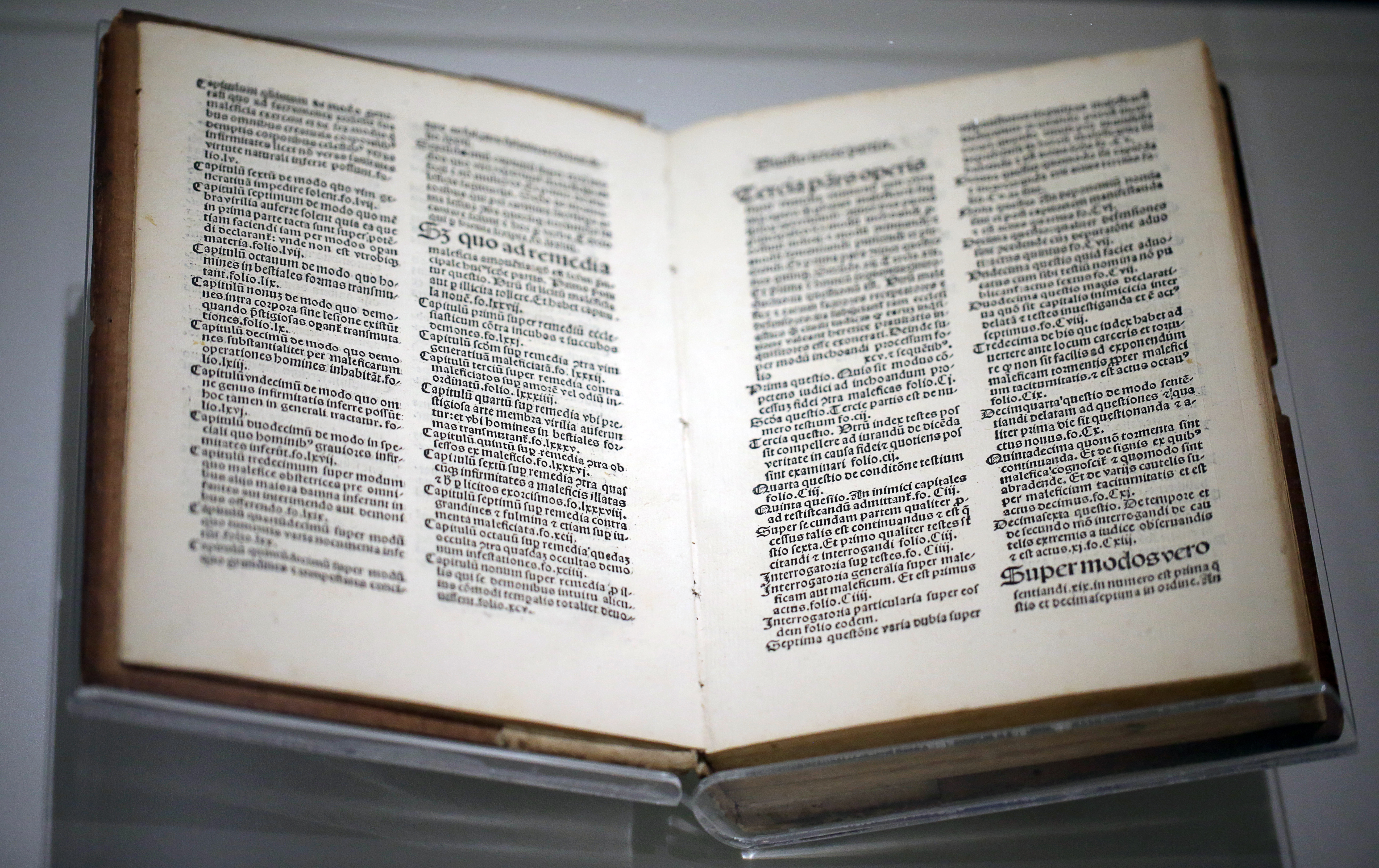 A copy of the "Malleus Maleficarum," translated as "Hammer of Witches," is on view at the Peabody Essex Museum.