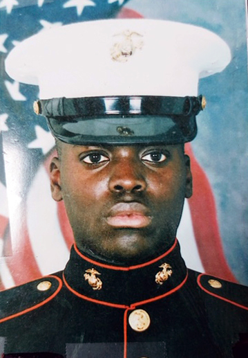 Thomas Koonce in his Marine uniform, taken at Marine Boot Camp in 1985 when he was 18.