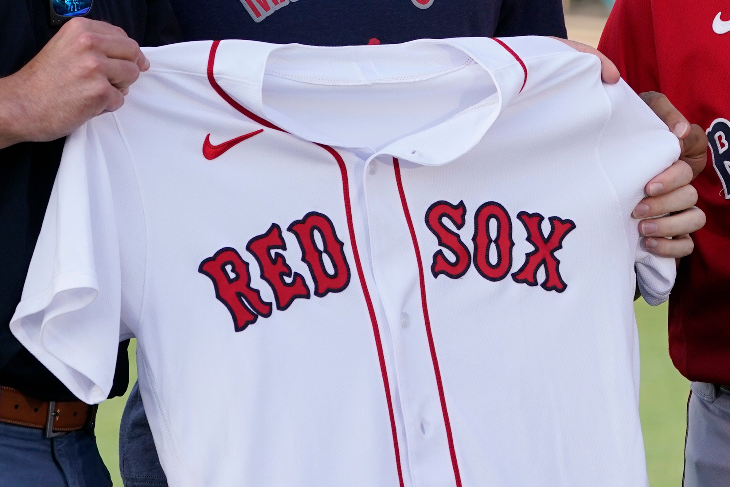 2 patch on red sox uniform