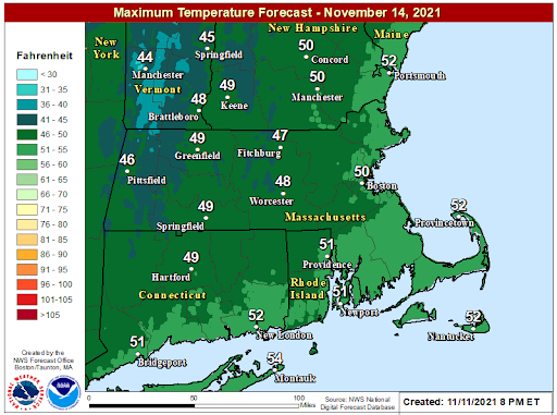 A much cooler, but sunny day is in store for Sunday this weekend.