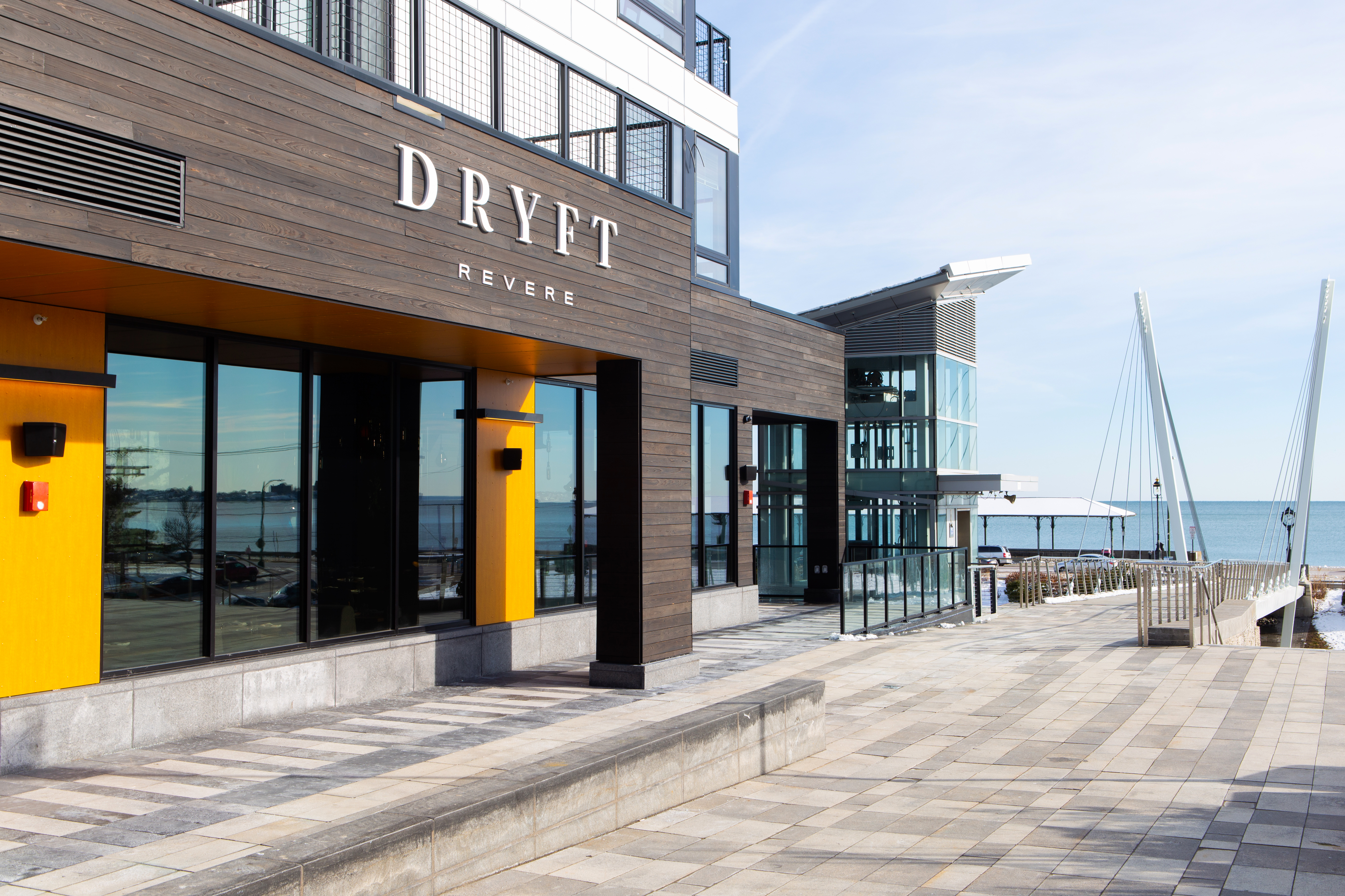 Dryft's patio and ocean view in Revere.