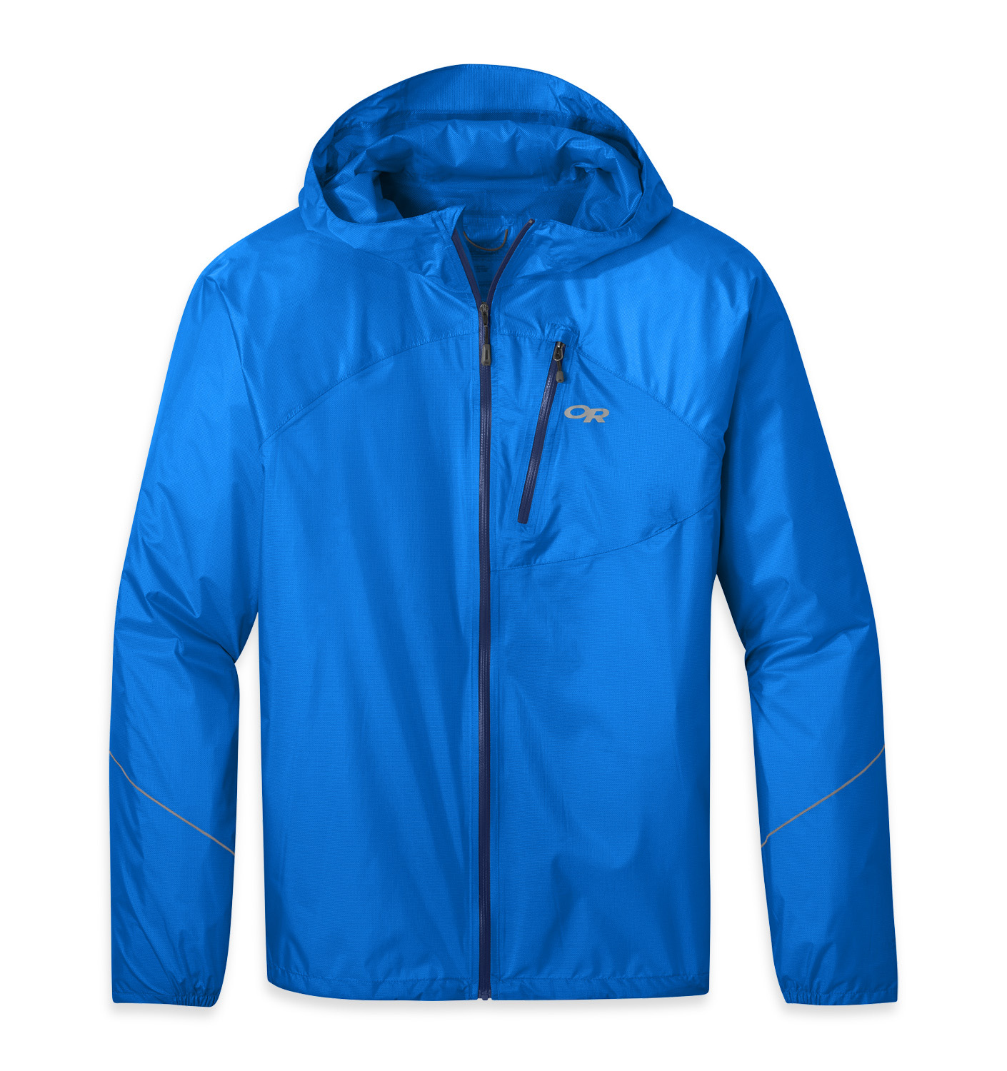 Outdoor Research uses a Pertex fabric with diamond-shaped filaments that lock together to create tear-resistant waterproof garments that are ridiculously lightweight and packable.