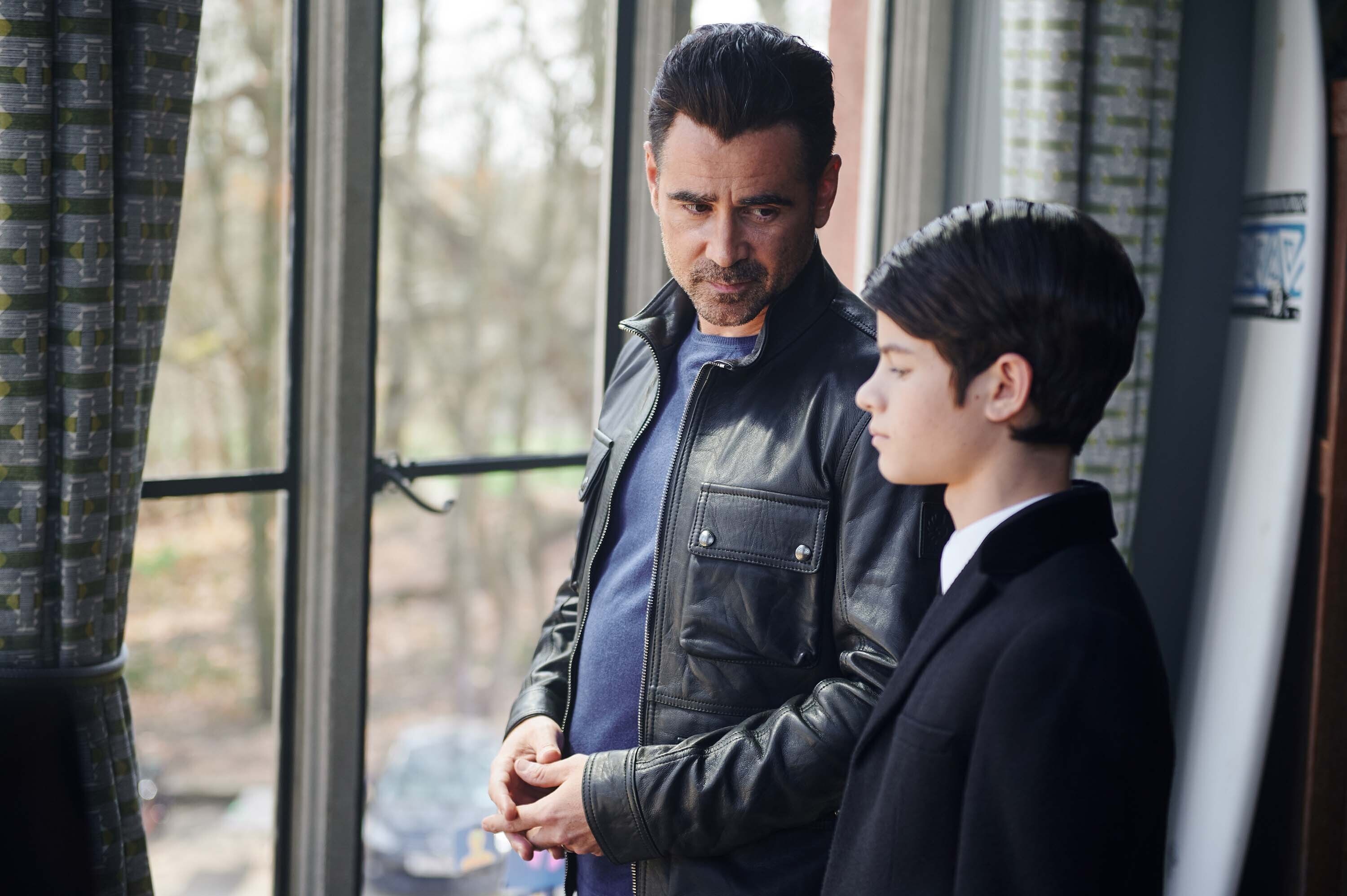 Colin Farrell and Ferdia Shaw in "Artemis Fowl."