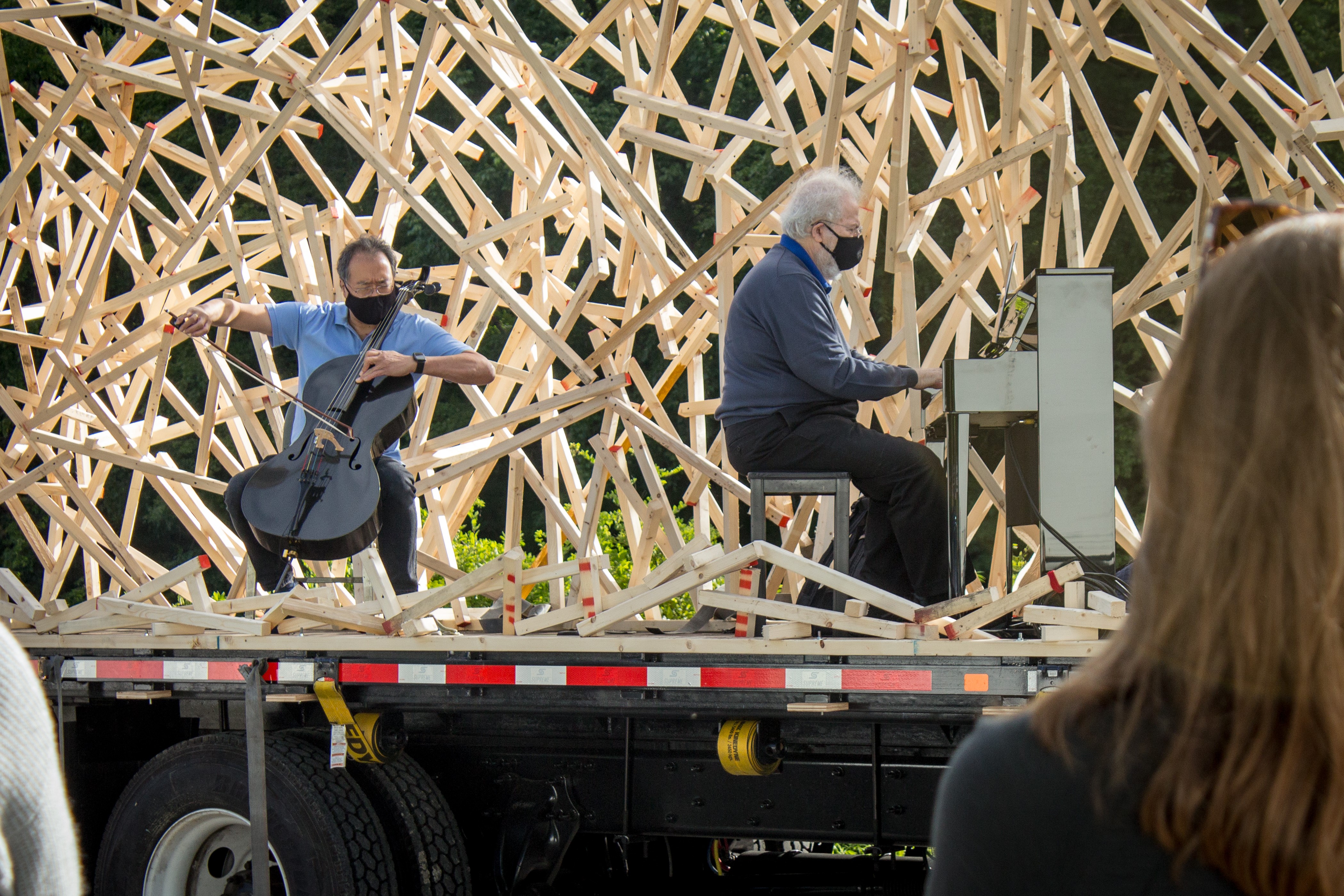 Last year, cellist Yo-Yo Ma toured the Berkshires with Emanuel Ax on
the back of a truck, playing surprise concerts for essential workers.